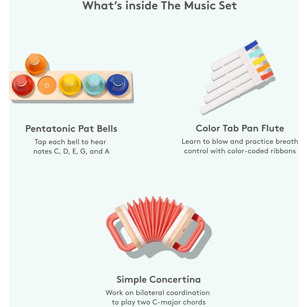 Conjunto Musical Lovevery | 6 Instrumentos Montessori | 18-48 Meses