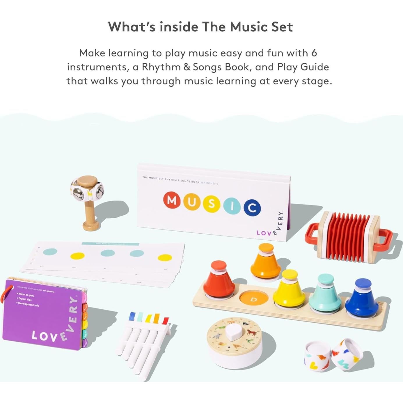 Conjunto Musical Lovevery | 6 Instrumentos Montessori | 18-48 Meses