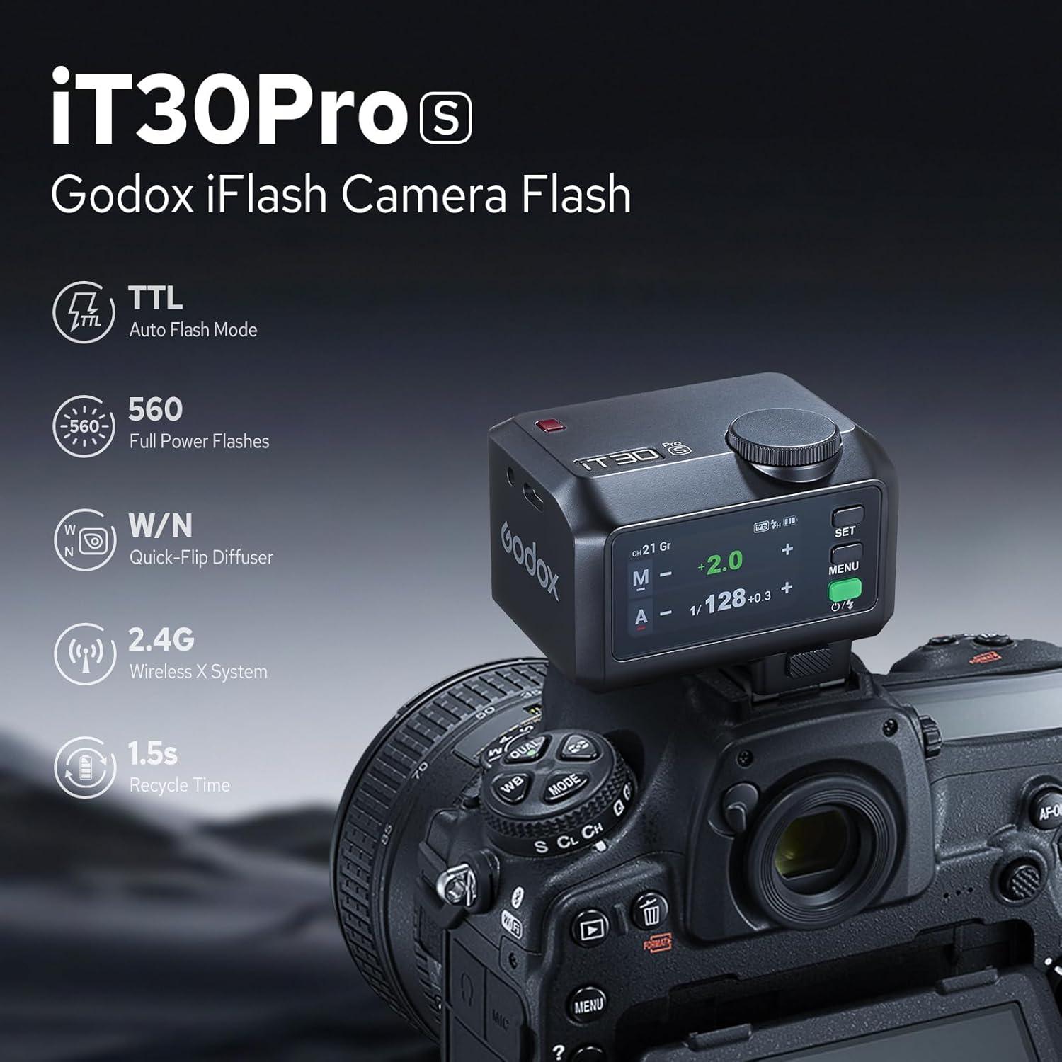 Flash Godox iT30Pro S para Sony, TTL, 560 Flashes, Pantalla Táctil