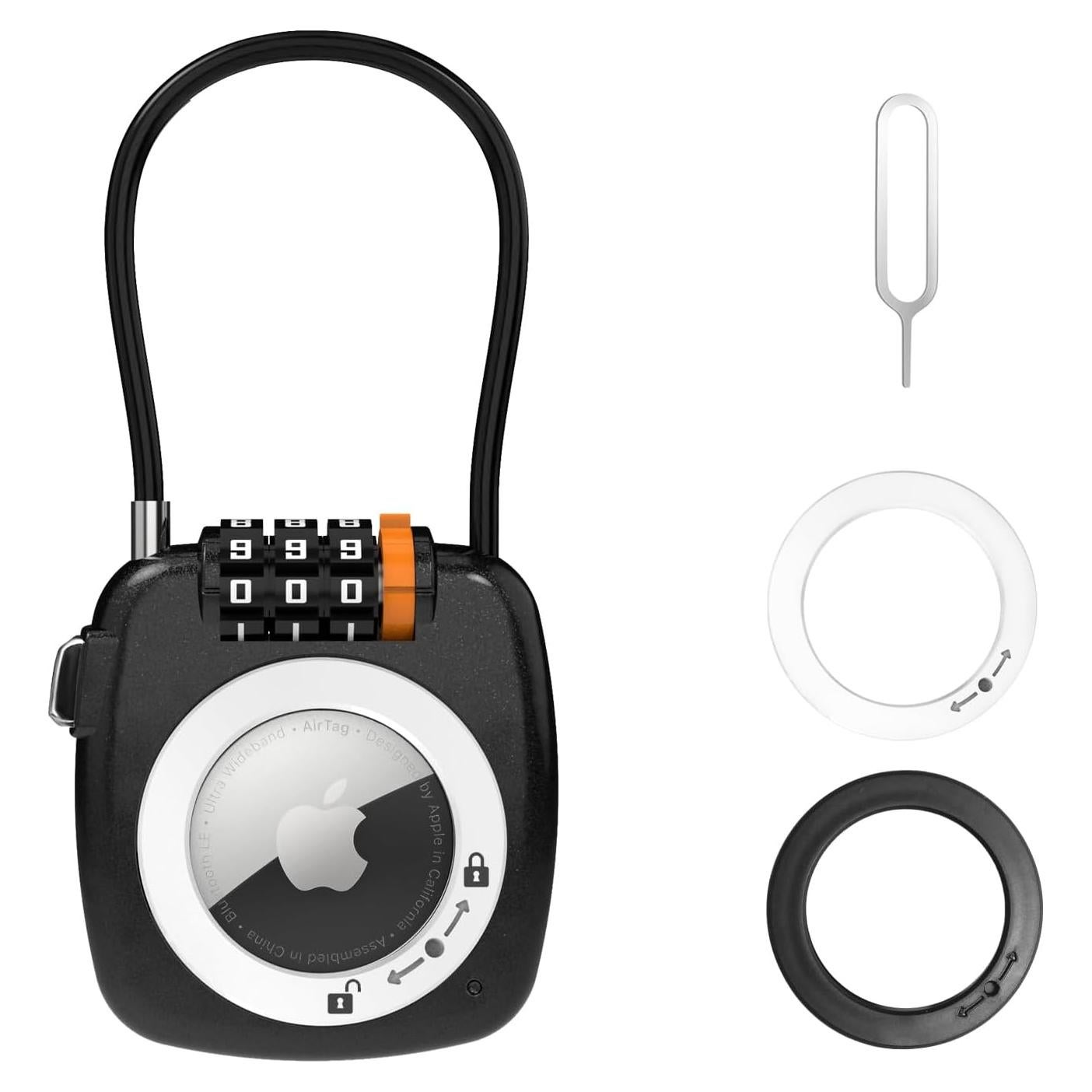 Soporte para llavero Airtag Avanco con candado 3 dígitos negro