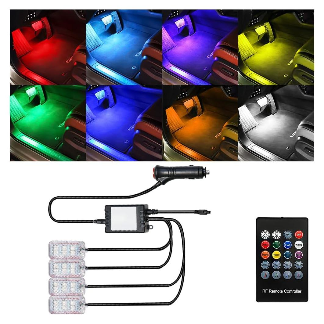 Luces LED Ambientales para Auto KHGUZ, 4 Piezas, Control APP
