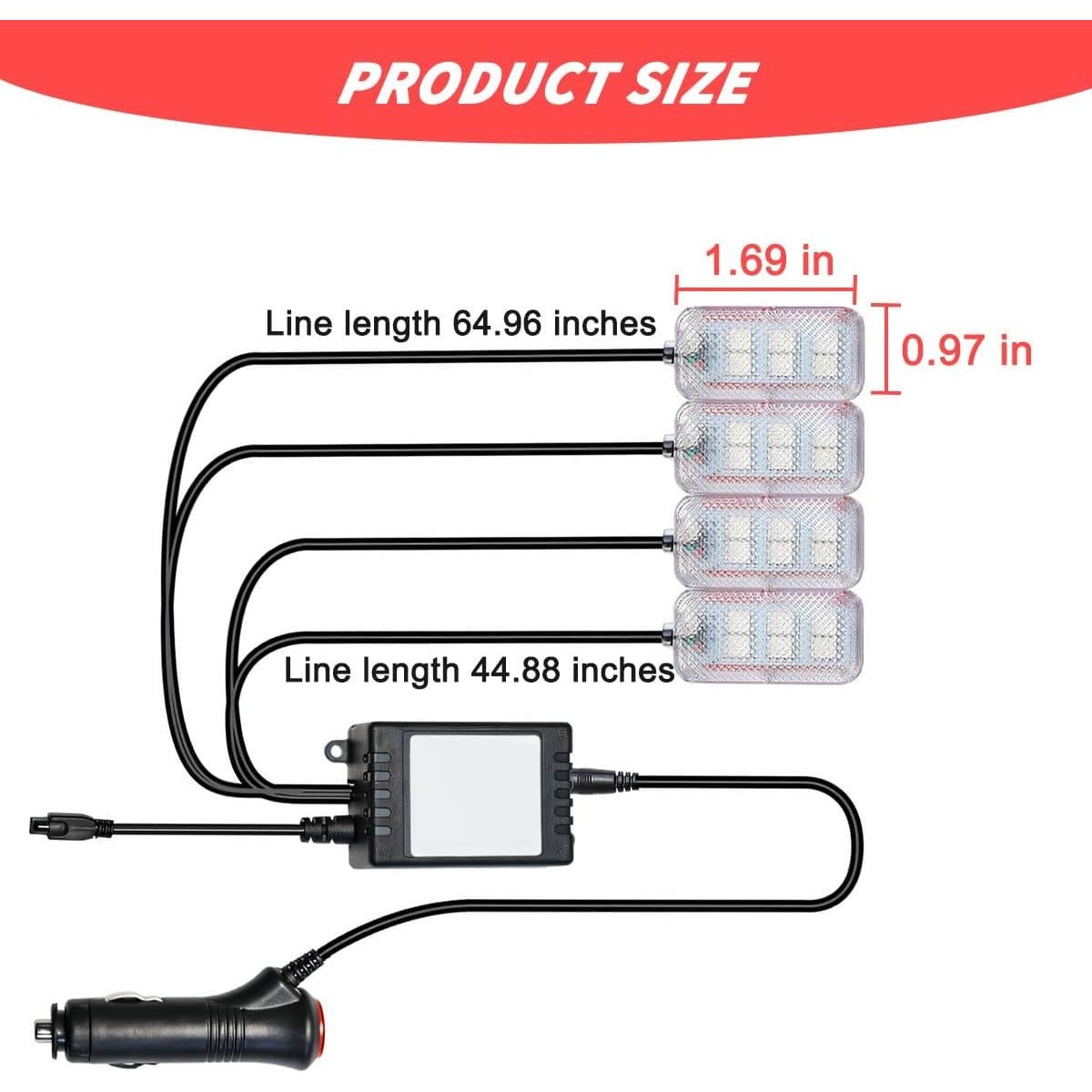 Luces LED Ambientales para Auto KHGUZ, 4 Piezas, Control APP