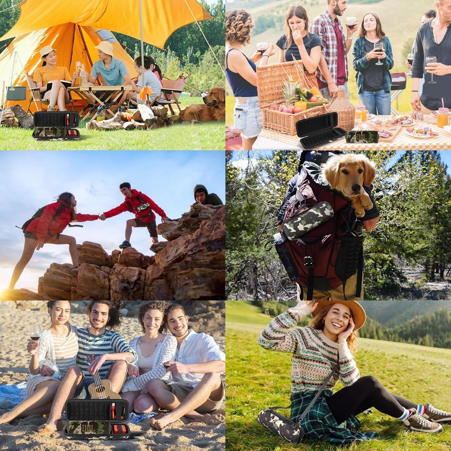 Funda Dura Impermeable co2CREA para JBL Flip 7/6/5 - Camo Negra