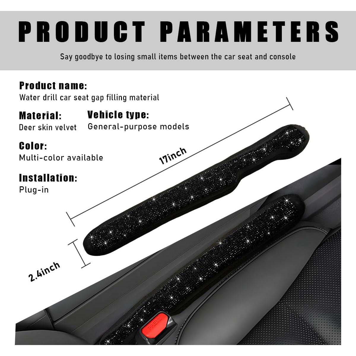 Relleno de Espacio entre Asientos de Coche ZNDAW 2PCS Negro