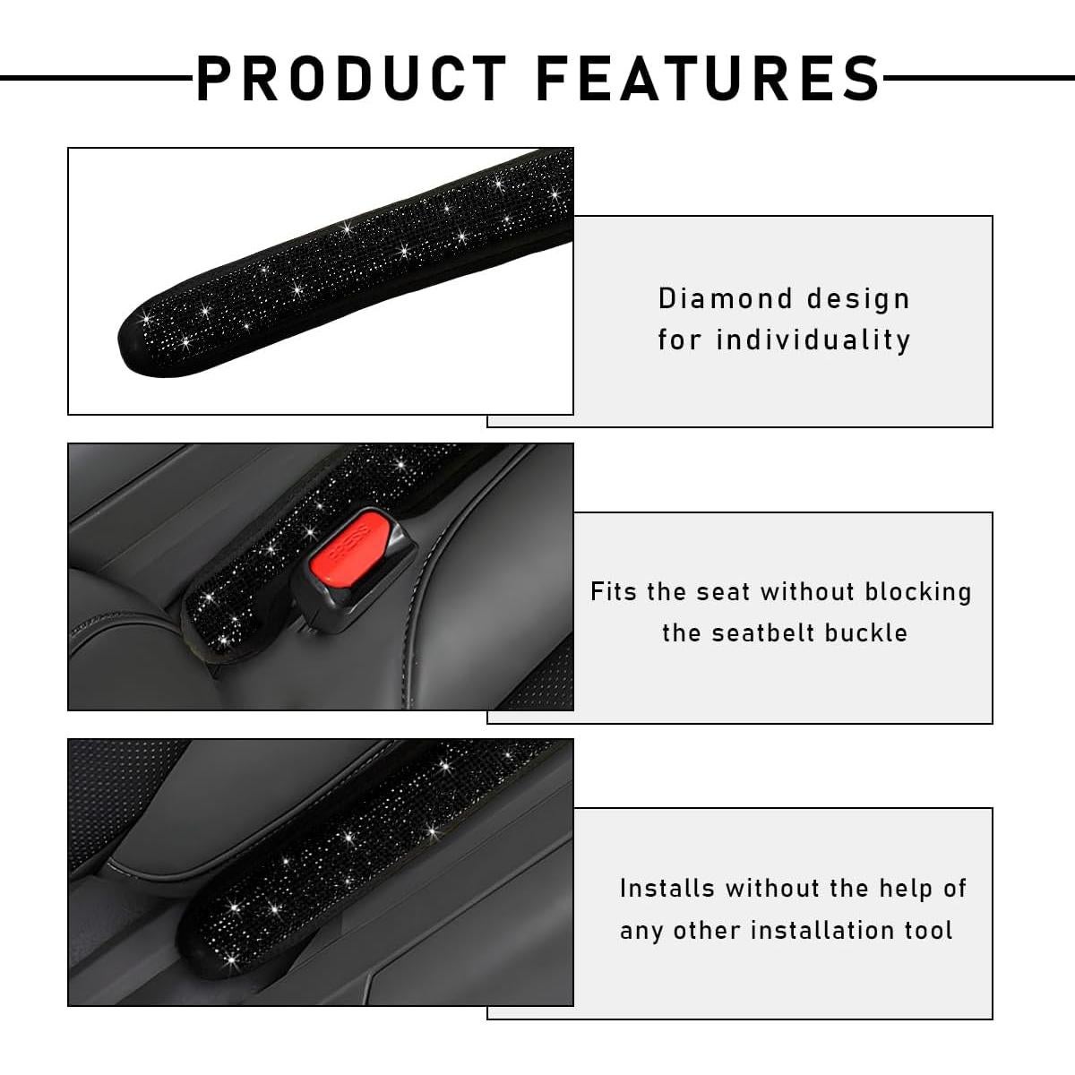 Relleno de Espacio entre Asientos de Coche ZNDAW 2PCS Negro