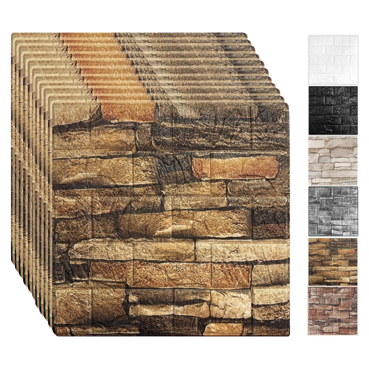 Paneles de Pared 3D FOITLE 10pcs Ladrillo Falso 30x30cm