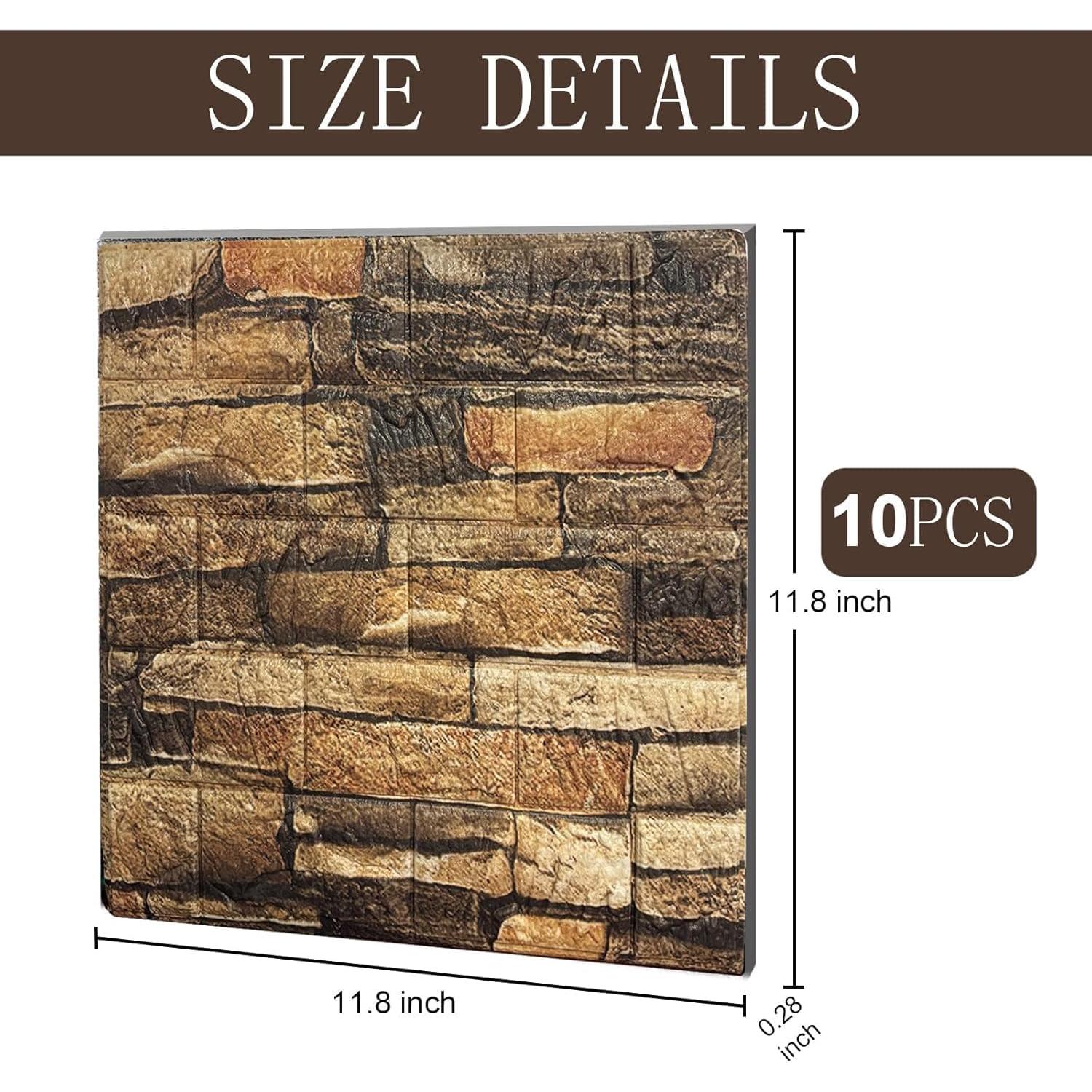 Paneles de Pared 3D FOITLE 10pcs Ladrillo Falso 30x30cm