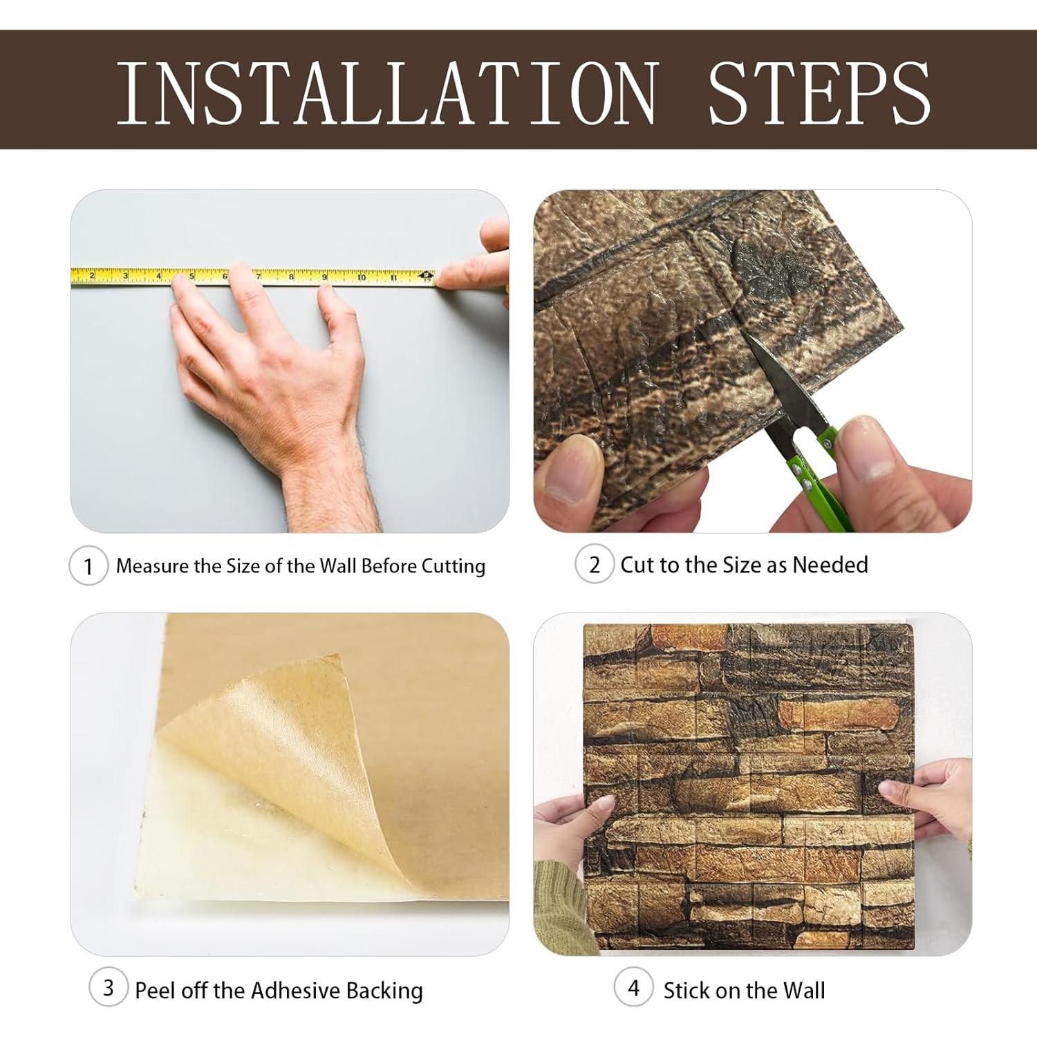 Paneles de Pared 3D FOITLE 10pcs Ladrillo Falso 30x30cm