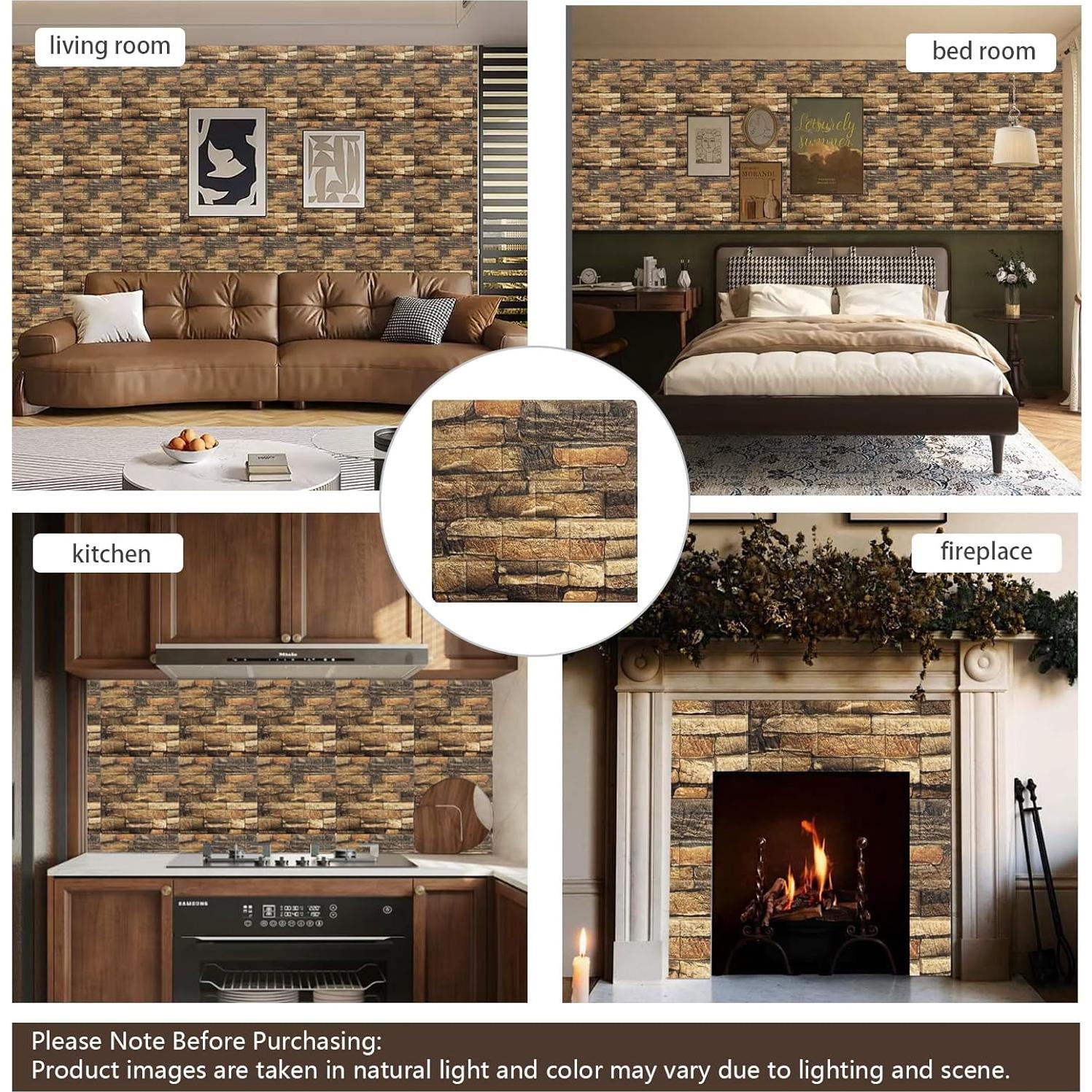 Paneles de Pared 3D FOITLE 10pcs Ladrillo Falso 30x30cm