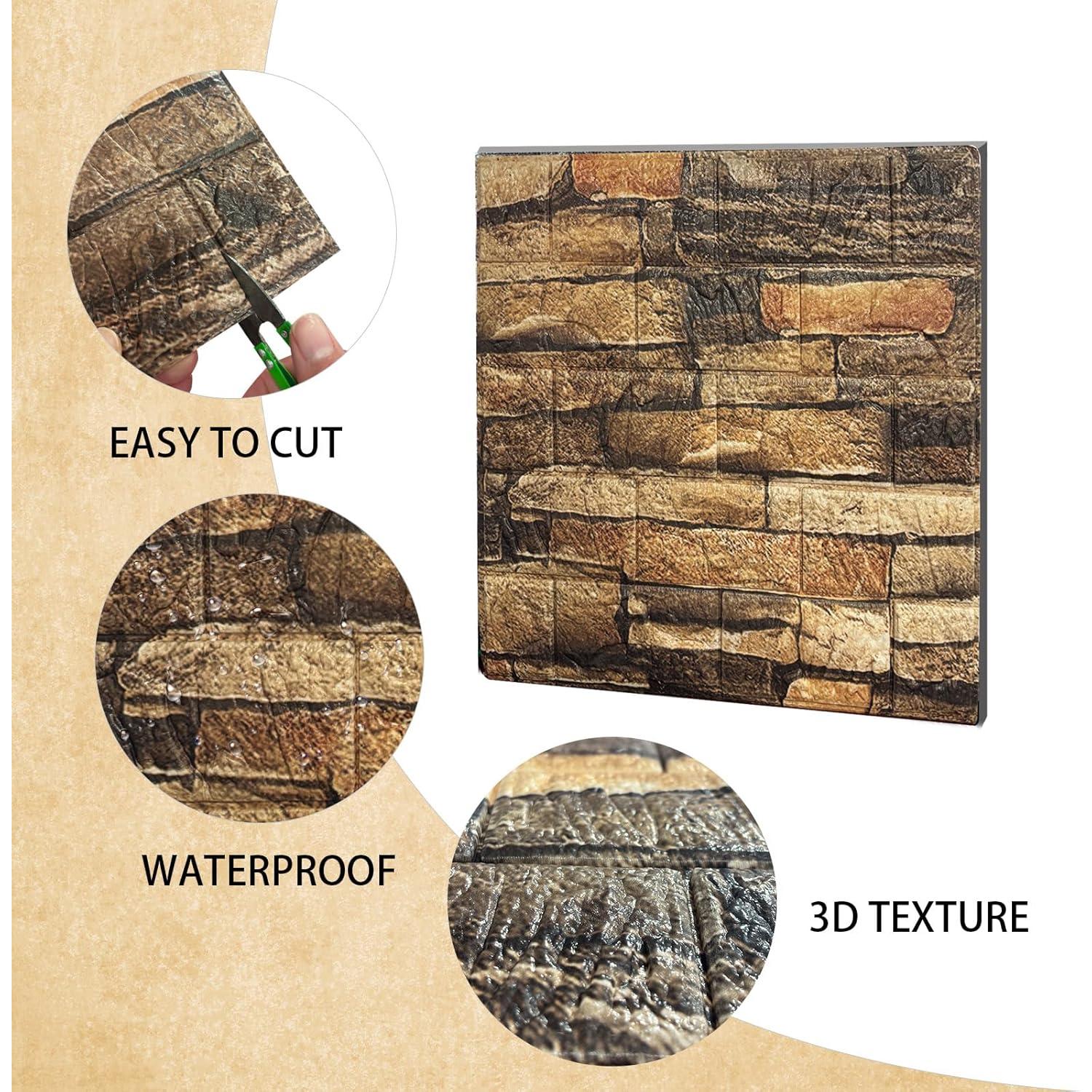 Paneles de Pared 3D FOITLE 10pcs Ladrillo Falso 30x30cm