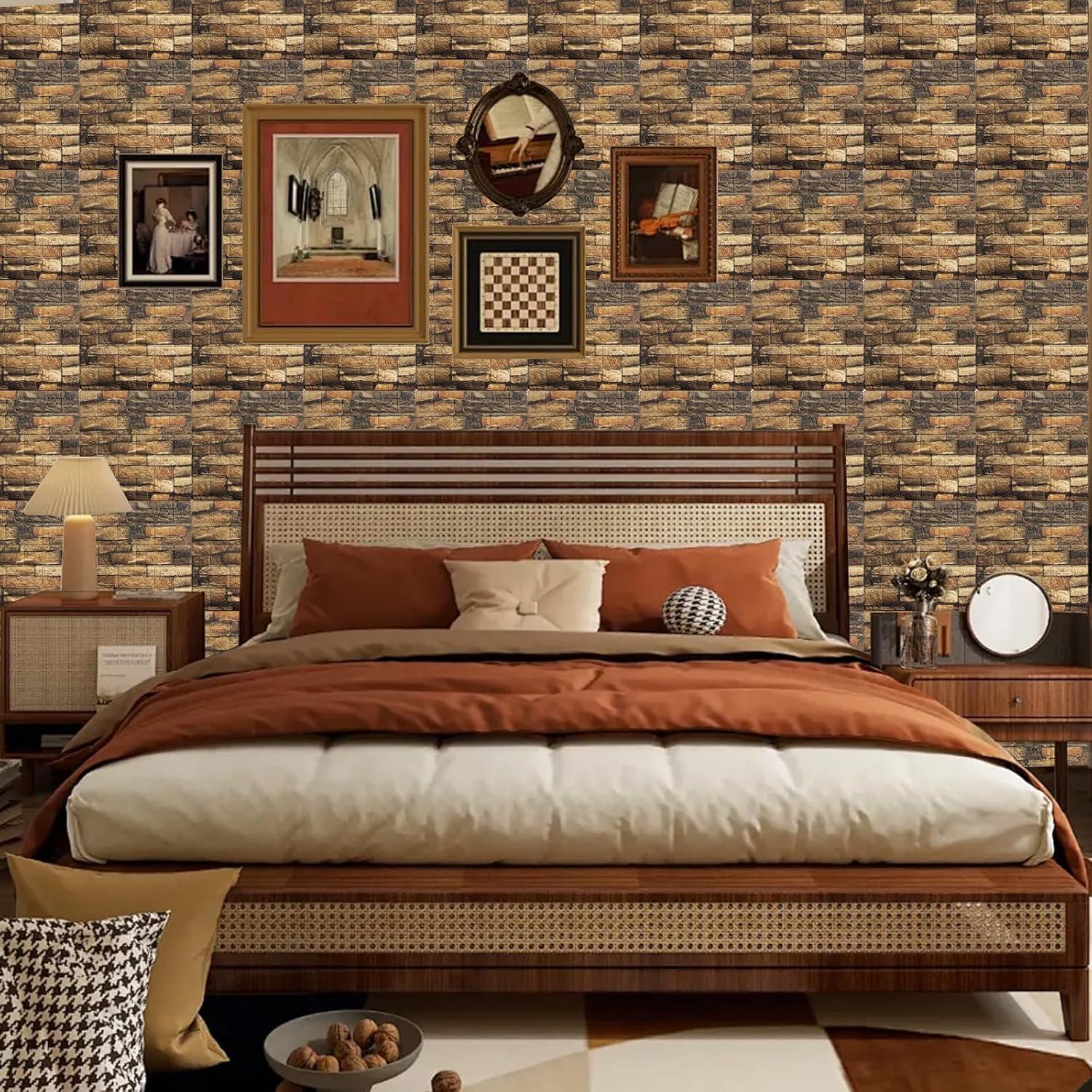 Paneles de Pared 3D FOITLE 10pcs Ladrillo Falso 30x30cm