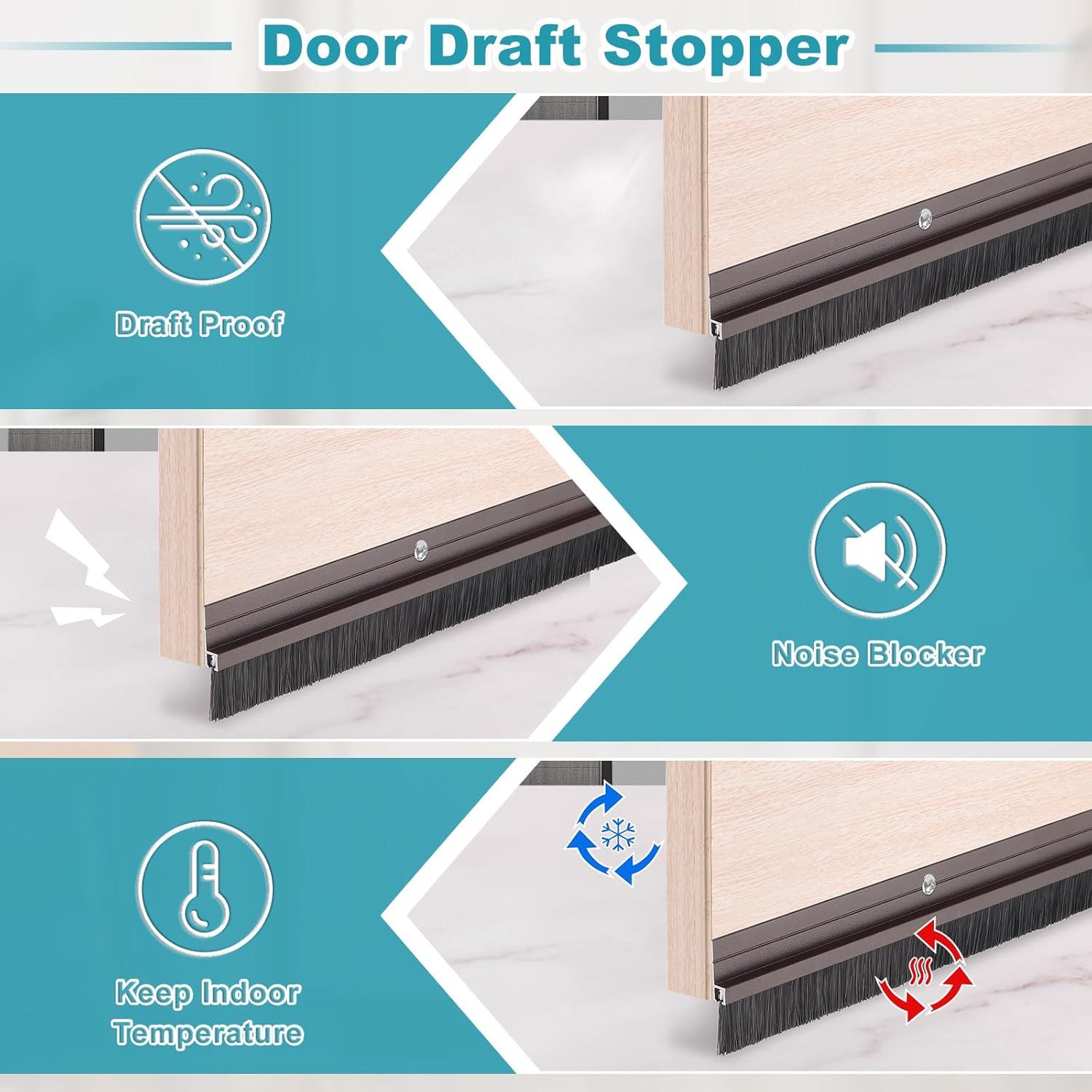 Tapón de Corrientes de Aire uxcell 100 cm Aluminio Negro