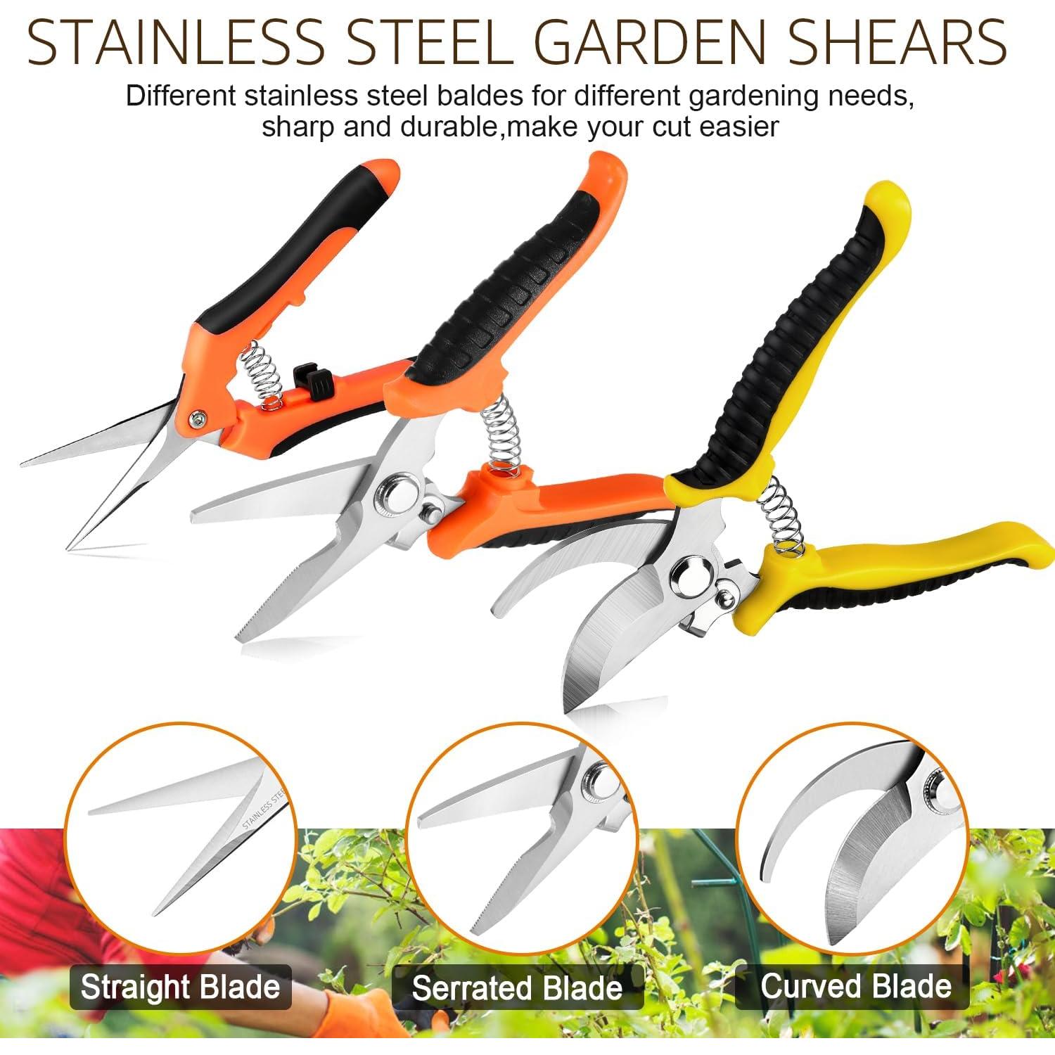 Juego de 3 Tijeras de Jardinería Wevove con Guantes