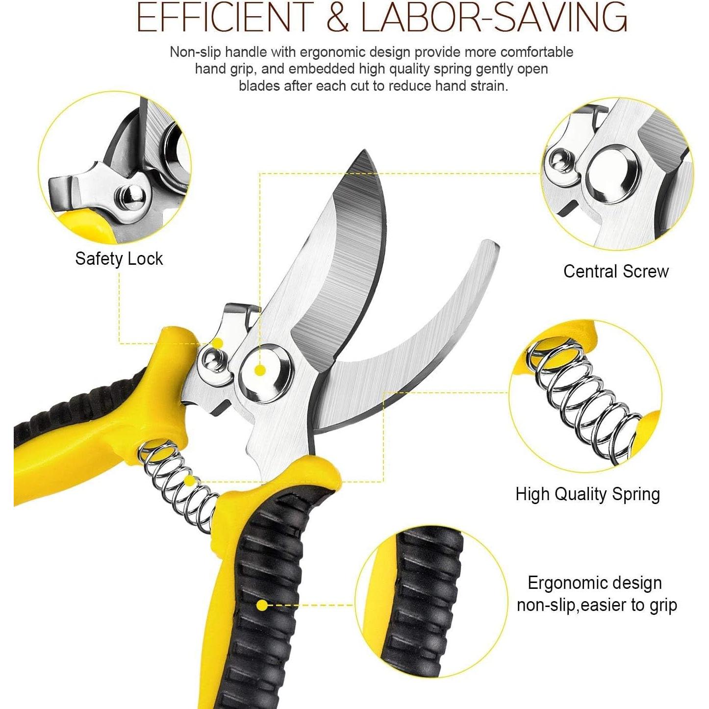 Juego de 3 Tijeras de Jardinería Wevove con Guantes