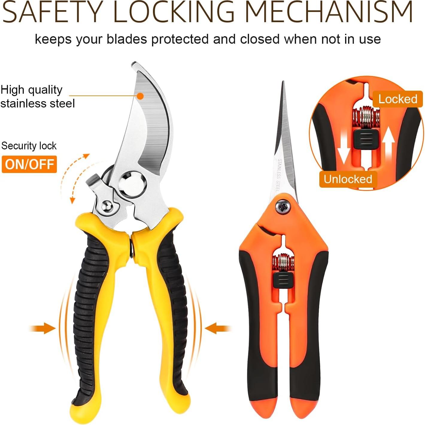 Juego de 3 Tijeras de Jardinería Wevove con Guantes