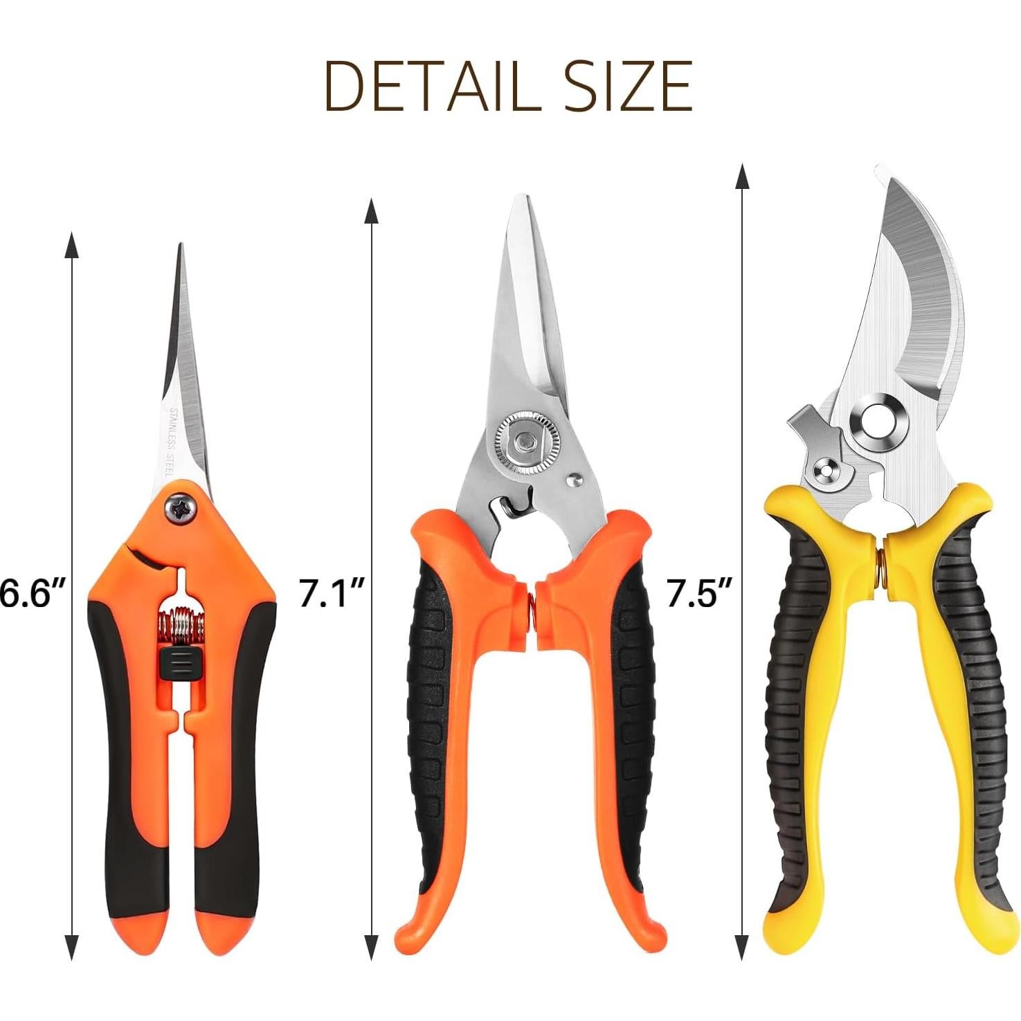 Juego de 3 Tijeras de Jardinería Wevove con Guantes