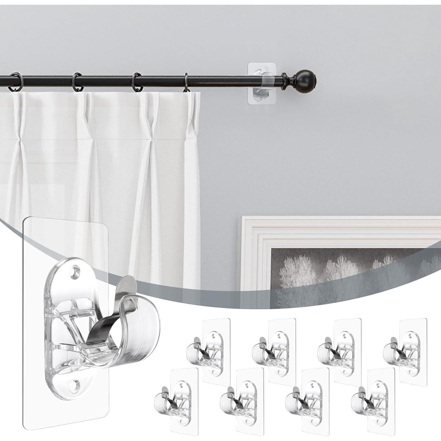 Soportes de Varilla de Cortina Adhesivos Goabroa - Paquete de 8