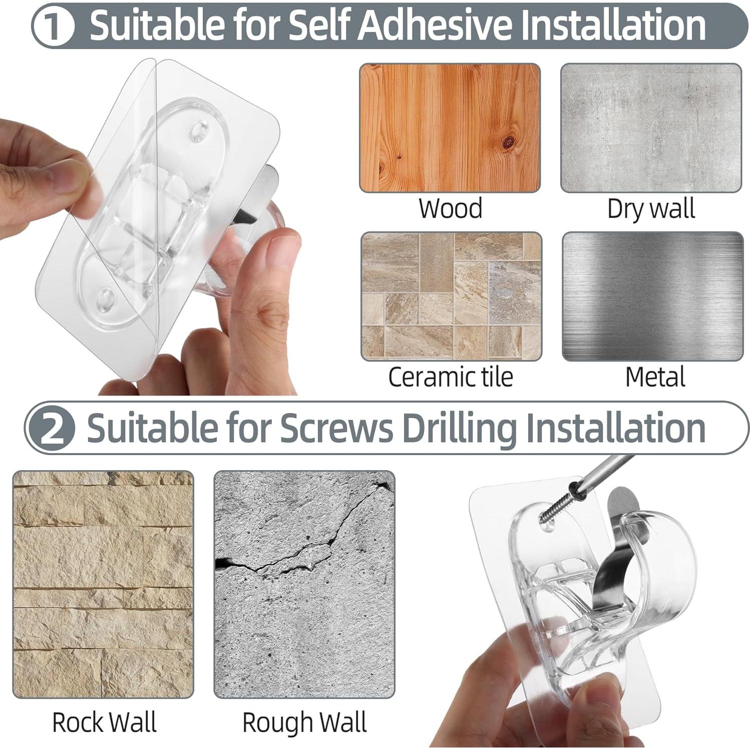 Soportes de Varilla de Cortina Adhesivos Goabroa - Paquete de 8