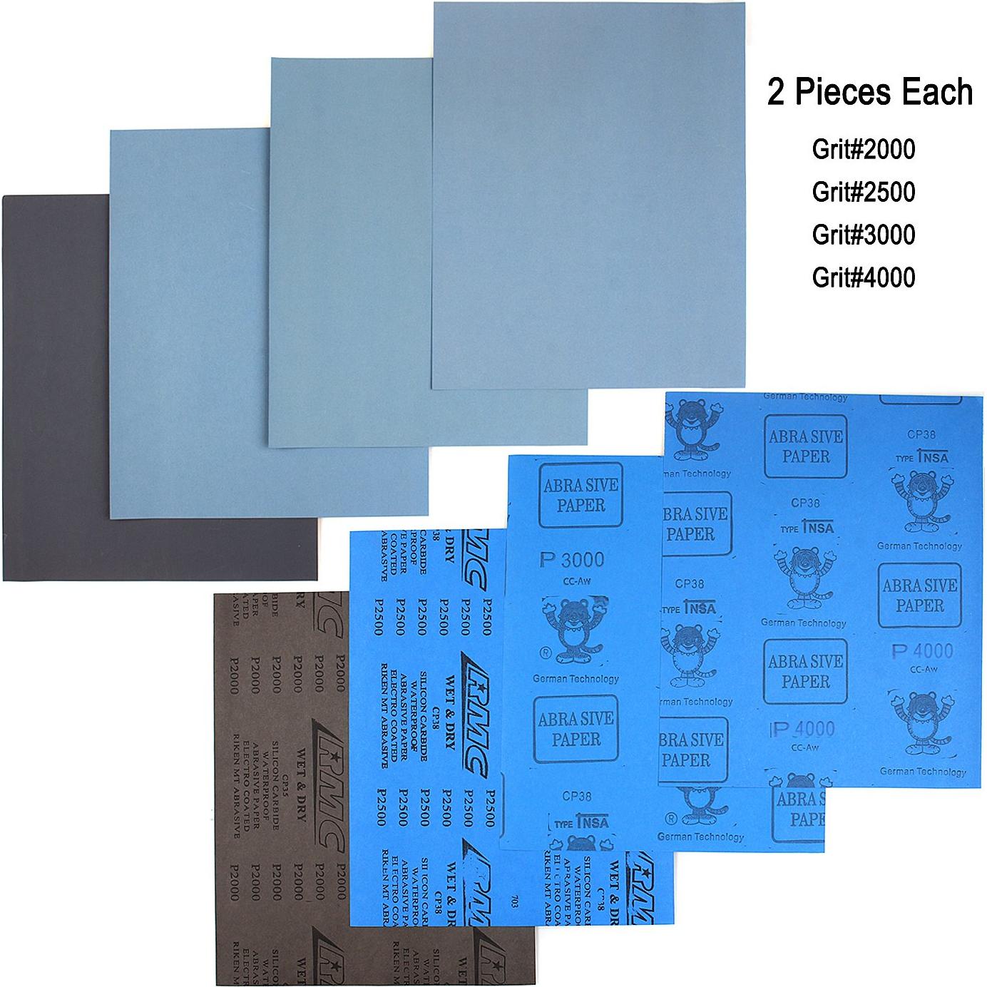 Papel de Lija 16 Hojas 22.86x27.94 cm Grano 2000-10000 ADVcer