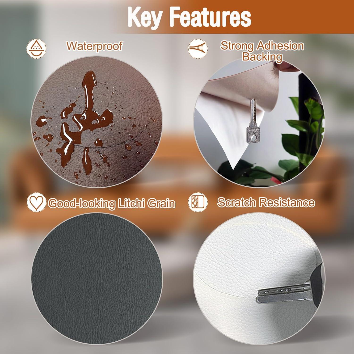 Cinta de Parche Autoadhesiva ILOFRI 40x75 cm Cuero Vinilo Negro