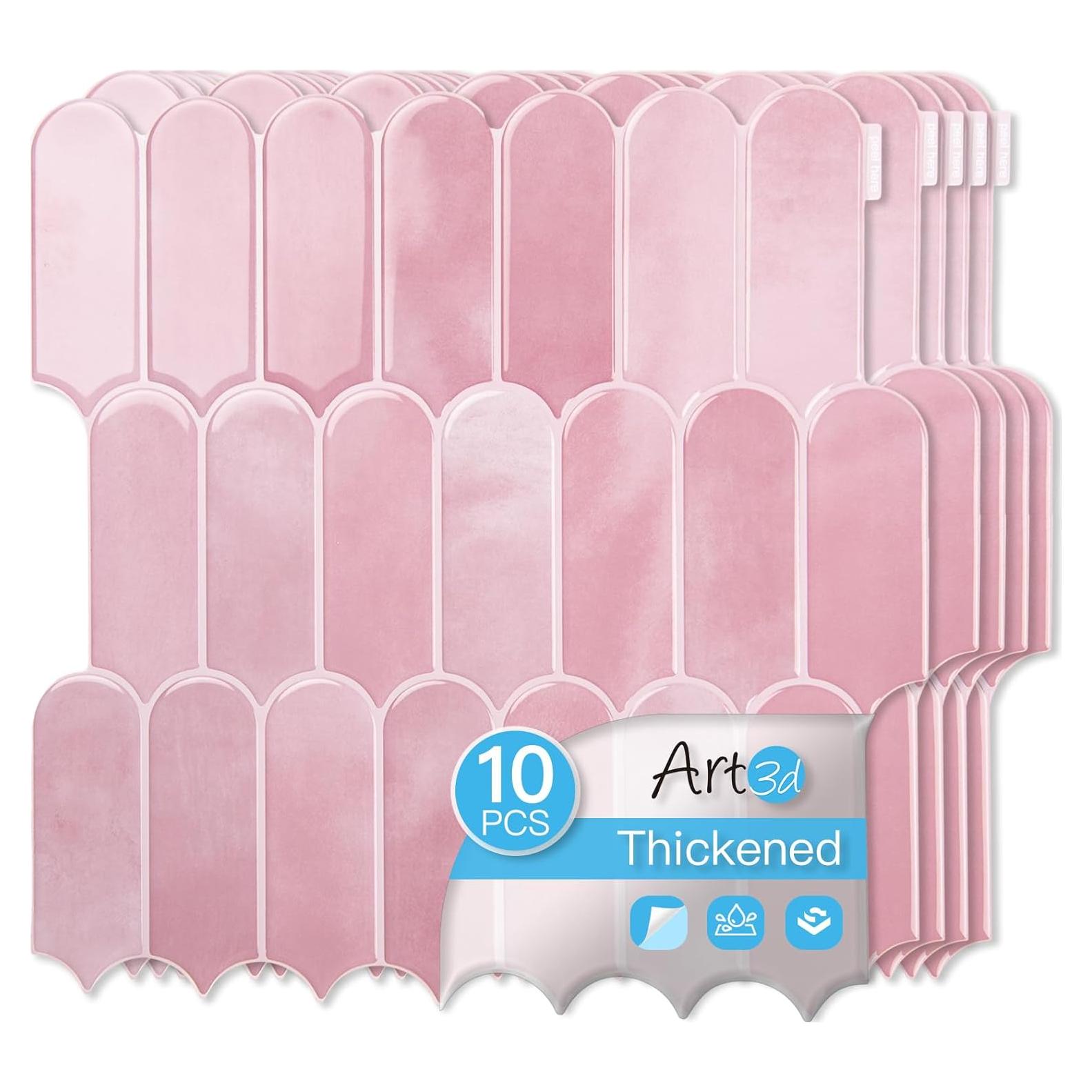 Azulejos de Pared Autoadhesivos Art3d 30.48 cm Rosa - 10 Unidades