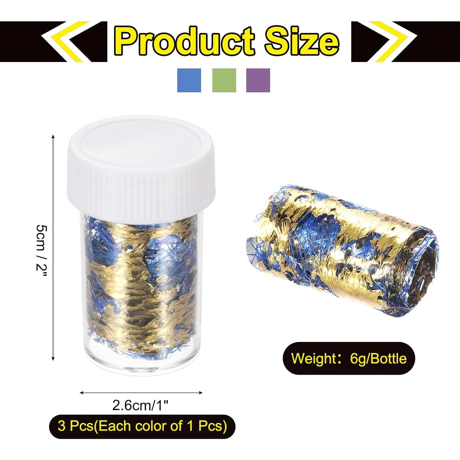 Copos de Hoja de Oro MECCANIXITY 18g 3 Botellas Azul Verde Púrpura