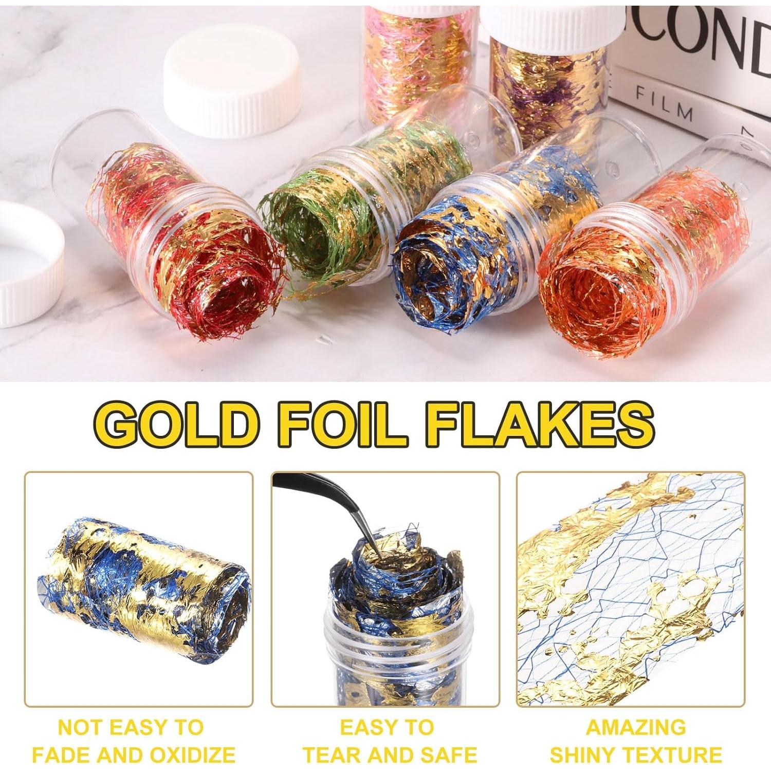 Copos de Hoja de Oro MECCANIXITY 18g 3 Botellas Azul Verde Púrpura