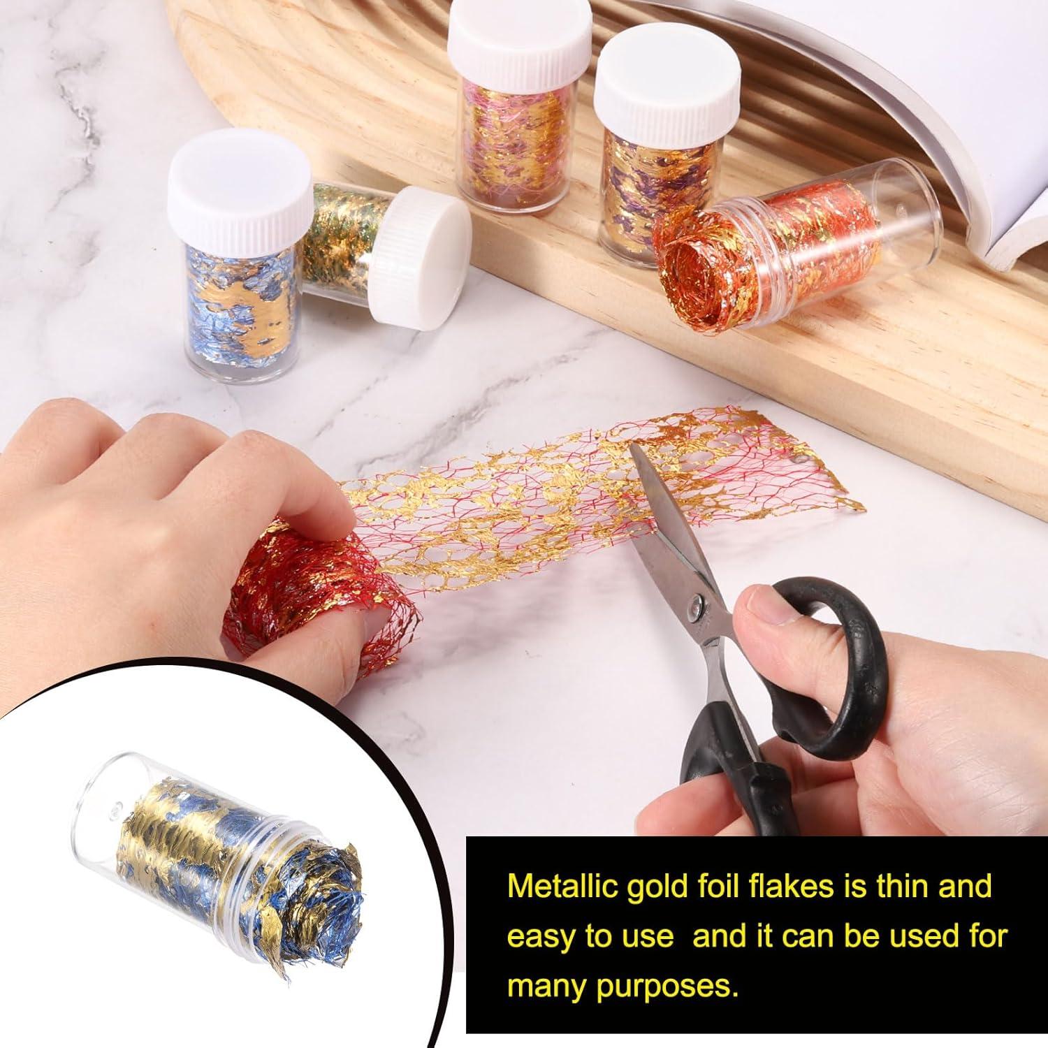 Copos de Hoja de Oro MECCANIXITY 18g 3 Botellas Azul Verde Púrpura