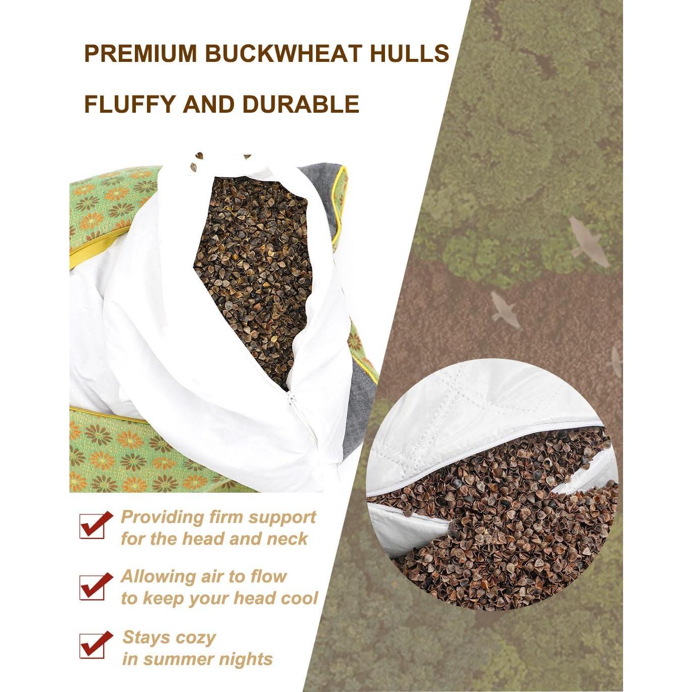 Cojín de Trigo Sarraceno EDMILE Ajustable 48x23 cm Verde