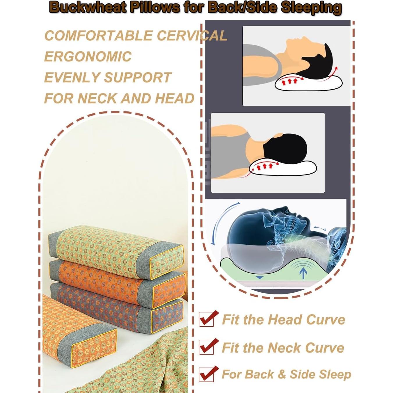 Cojín de Trigo Sarraceno EDMILE Ajustable 48x23 cm Verde