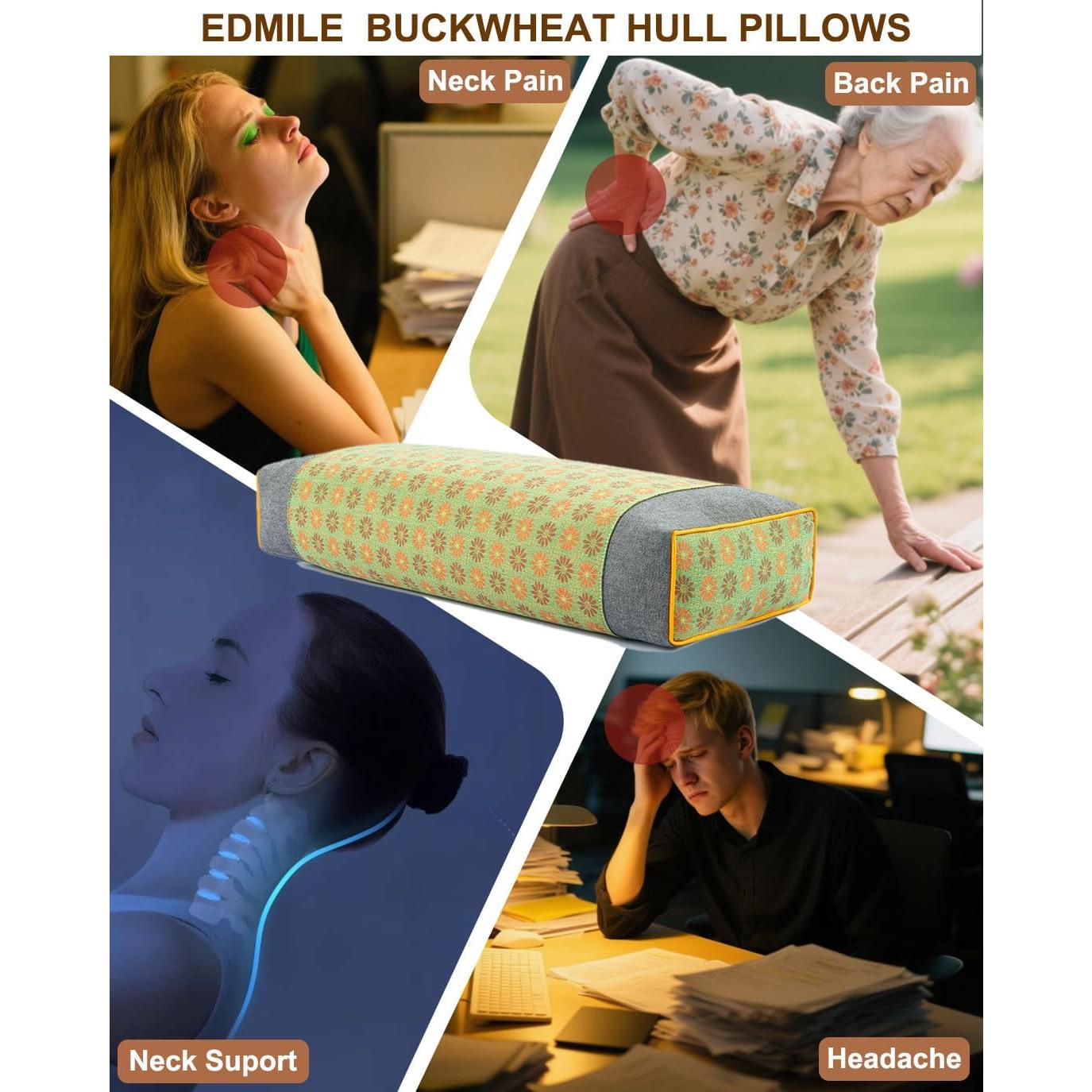 Cojín de Trigo Sarraceno EDMILE Ajustable 48x23 cm Verde