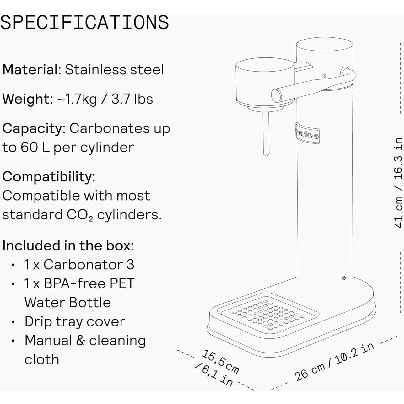 Aarke Carbonator III - Generador de Agua Espumosa 800ml Negro