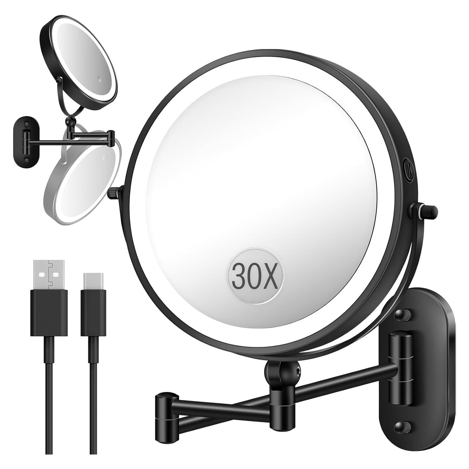 Espejo de Maquillaje Iluminado VFD Doble Cara 30X/1X 23 cm