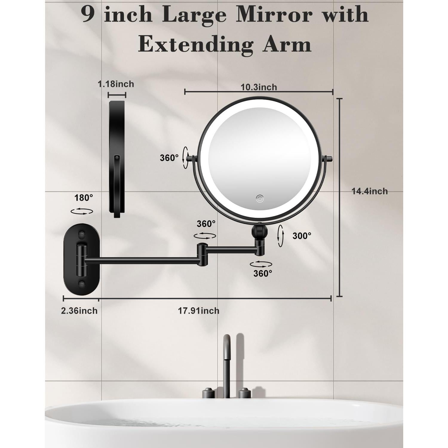 Espejo de Maquillaje Iluminado VFD Doble Cara 30X/1X 23 cm