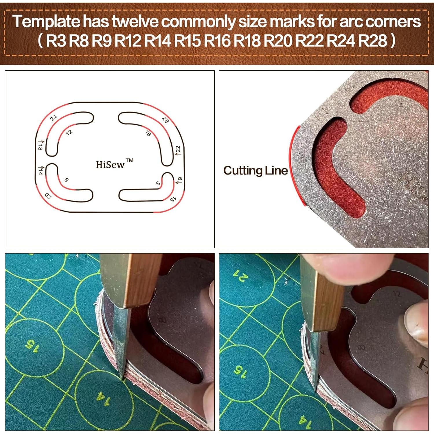 Juego de Plantillas para Cortar Cuero Hisew - Esquinas y Extremos