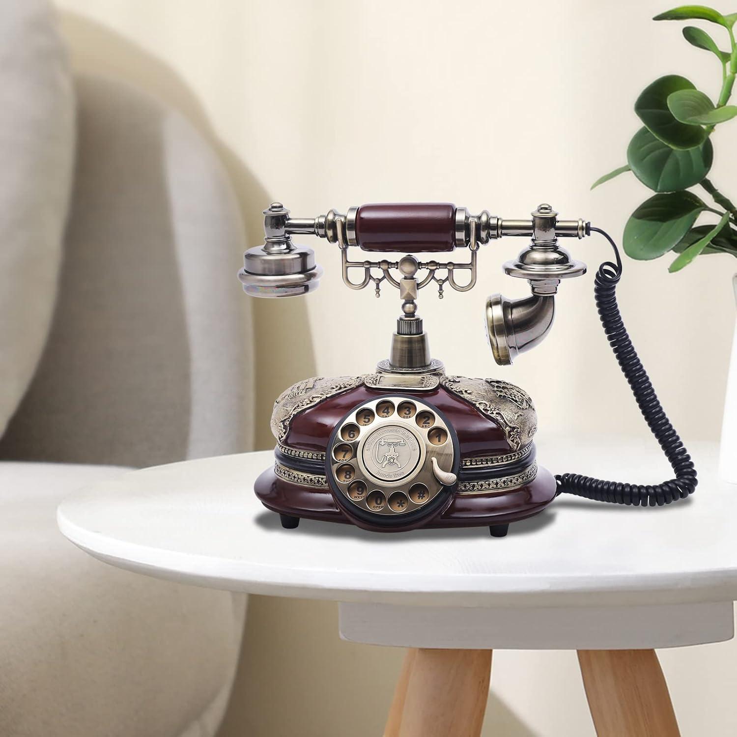 Teléfono Vintage Kreiaoer Disco Rotatorio Decorativo 16x25cm