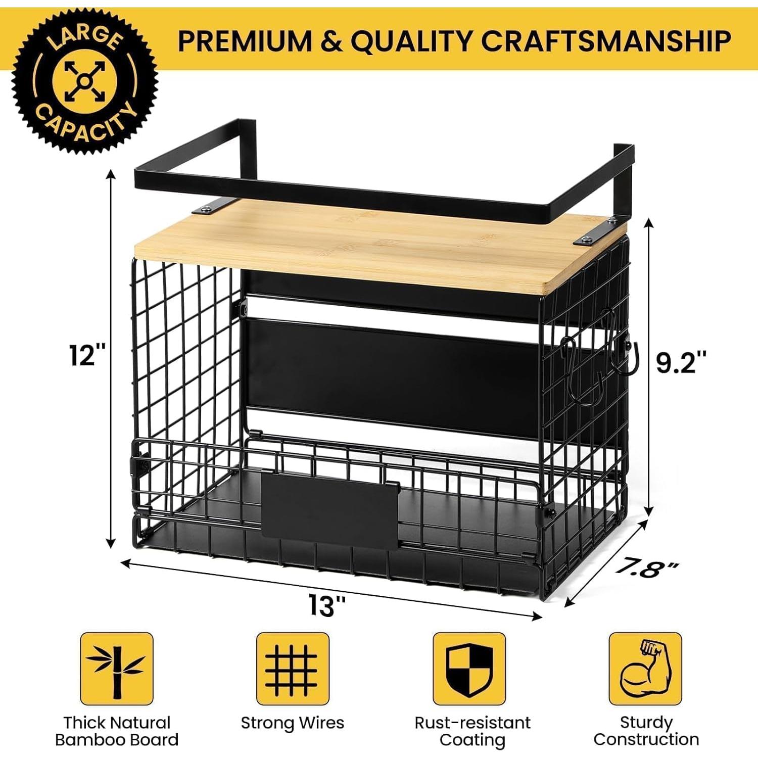 Estante Magnético Snuvid con Parte Superior de Bambú 33x19.8cm