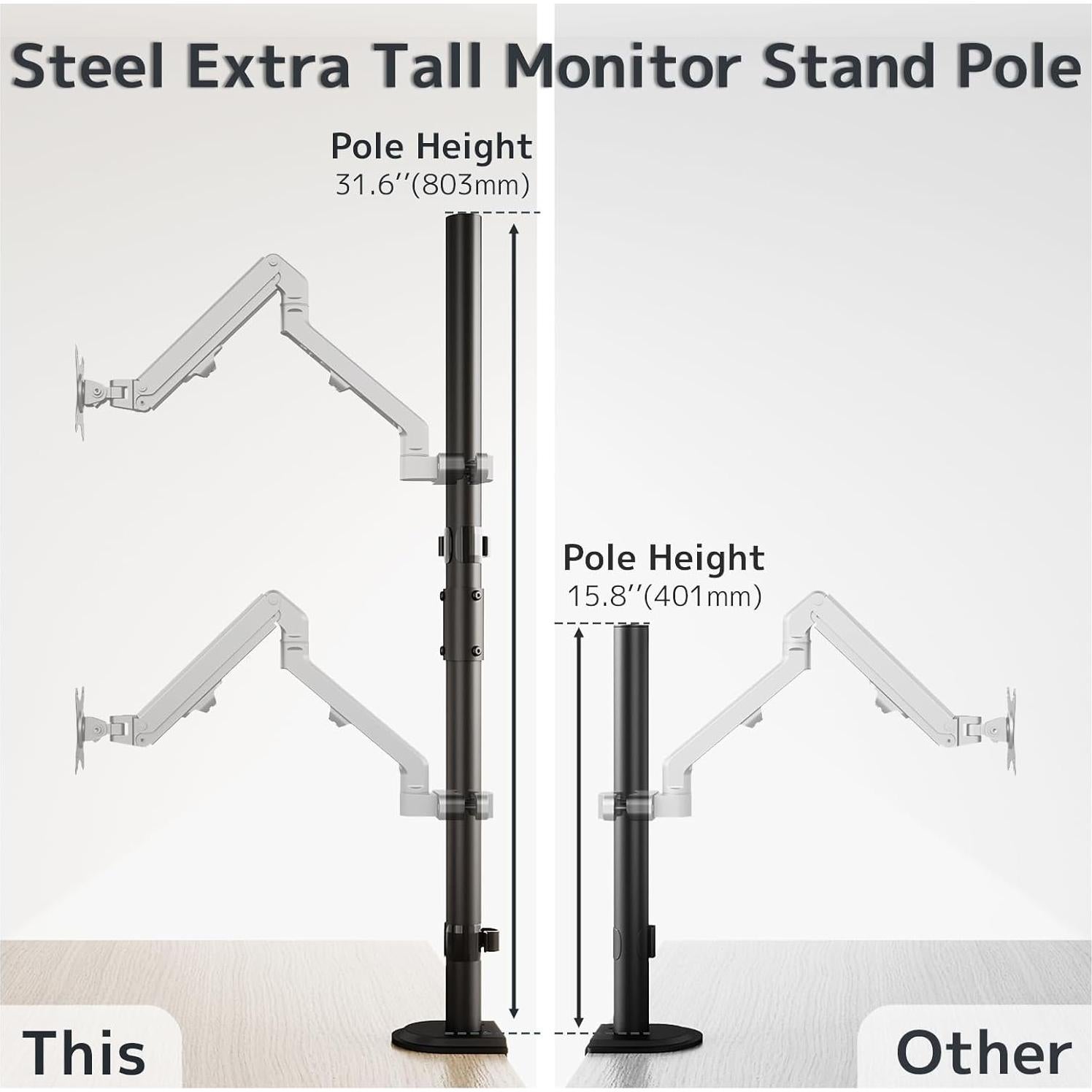 Soporte de Monitor Alto WORLDLIFT 80 cm Ajustable Negro