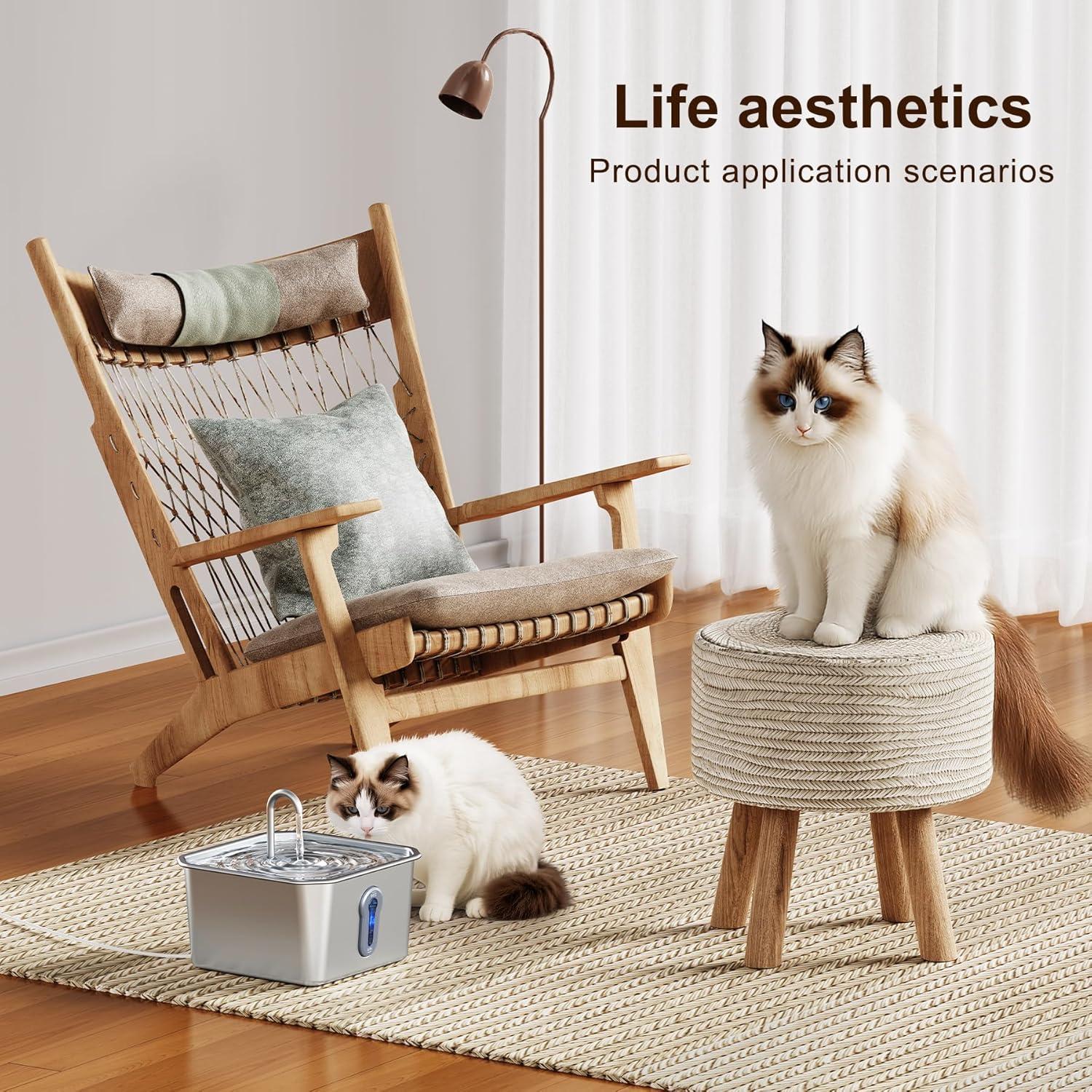 Fuente de Agua Automática para Gatos 4L Acero Inoxidable