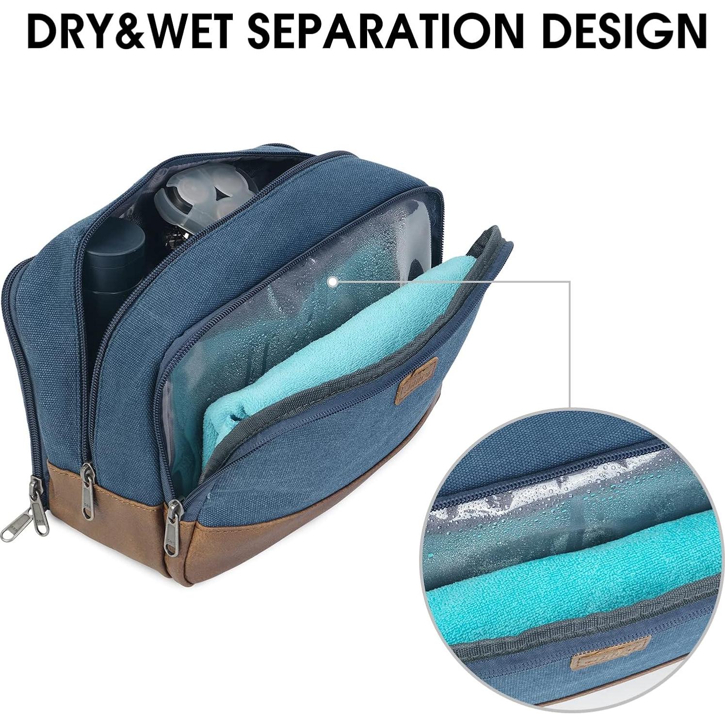 Bolsa de Aseo de Viaje WANDF Azul Resistente al Agua 24.9x13x16cm