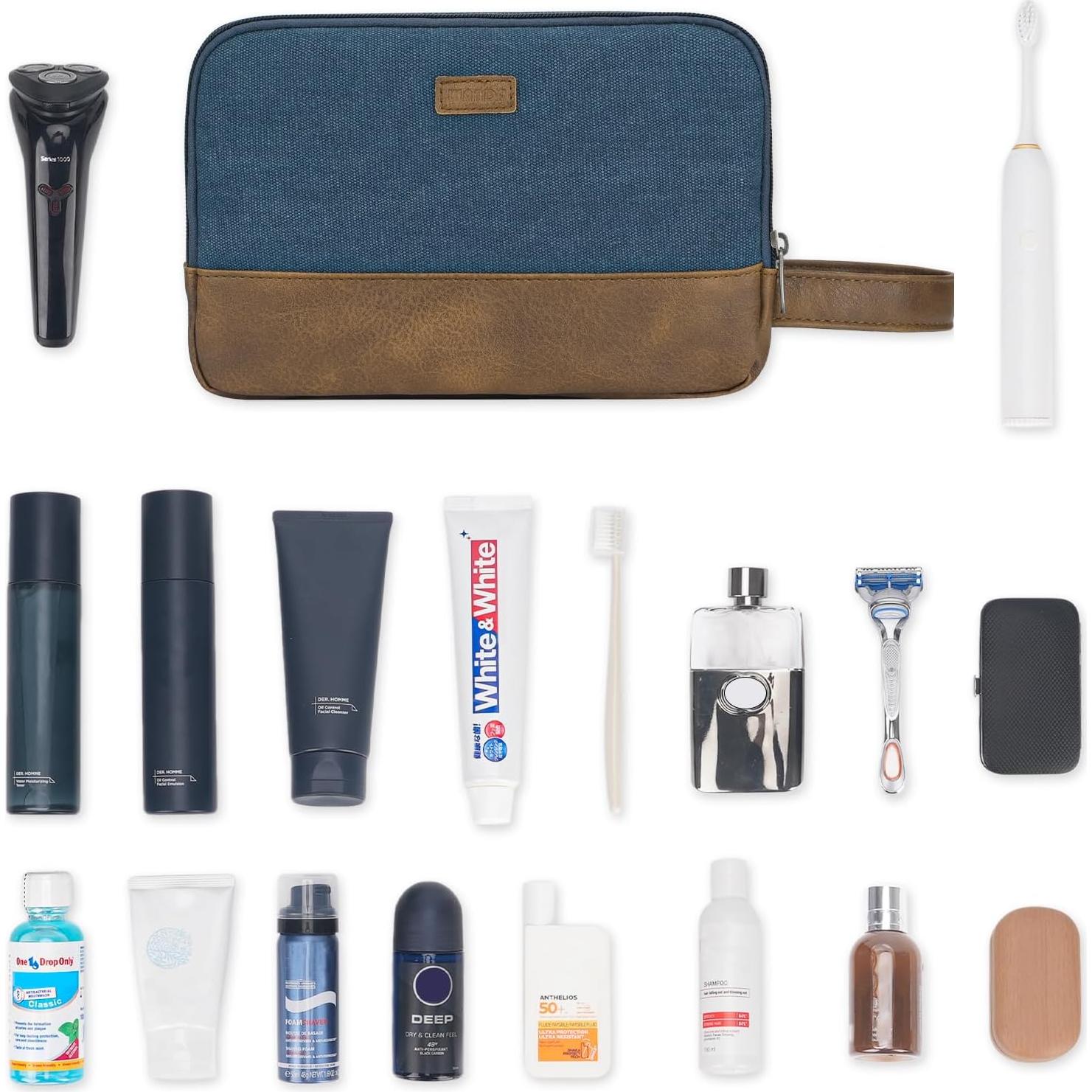 Bolsa de Aseo de Viaje WANDF Azul Resistente al Agua 24.9x13x16cm