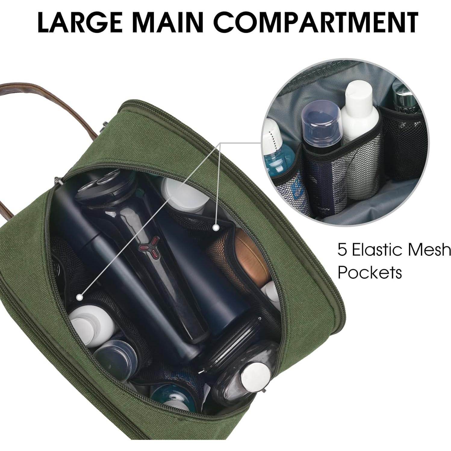 Bolsa de Aseo de Viaje WANDF Verde Resistente al Agua 24.9x13x16cm