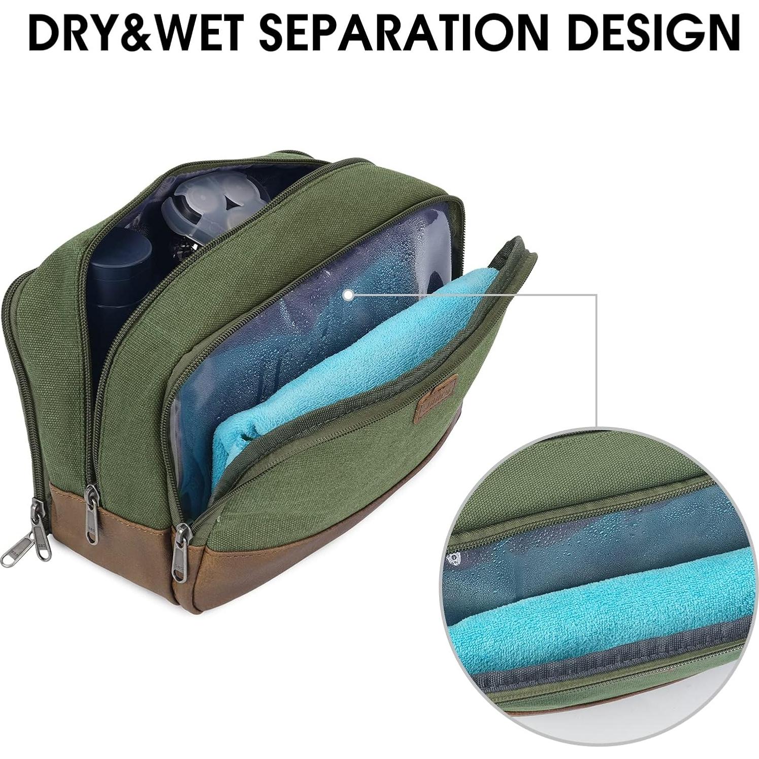 Bolsa de Aseo de Viaje WANDF Verde Resistente al Agua 24.9x13x16cm