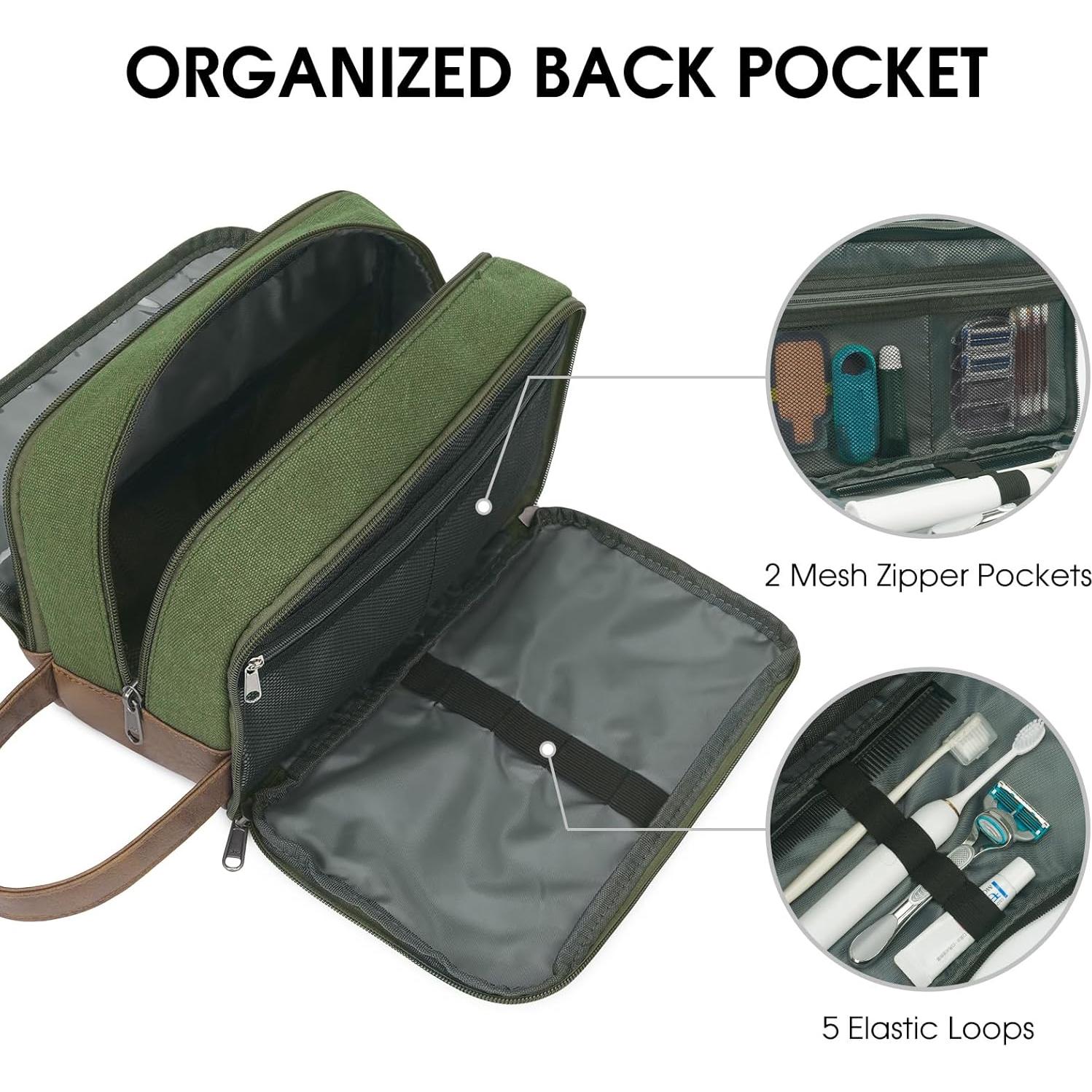 Bolsa de Aseo de Viaje WANDF Verde Resistente al Agua 24.9x13x16cm