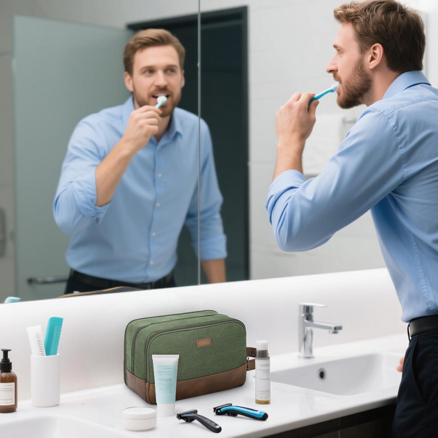 Bolsa de Aseo de Viaje WANDF Verde Resistente al Agua 24.9x13x16cm