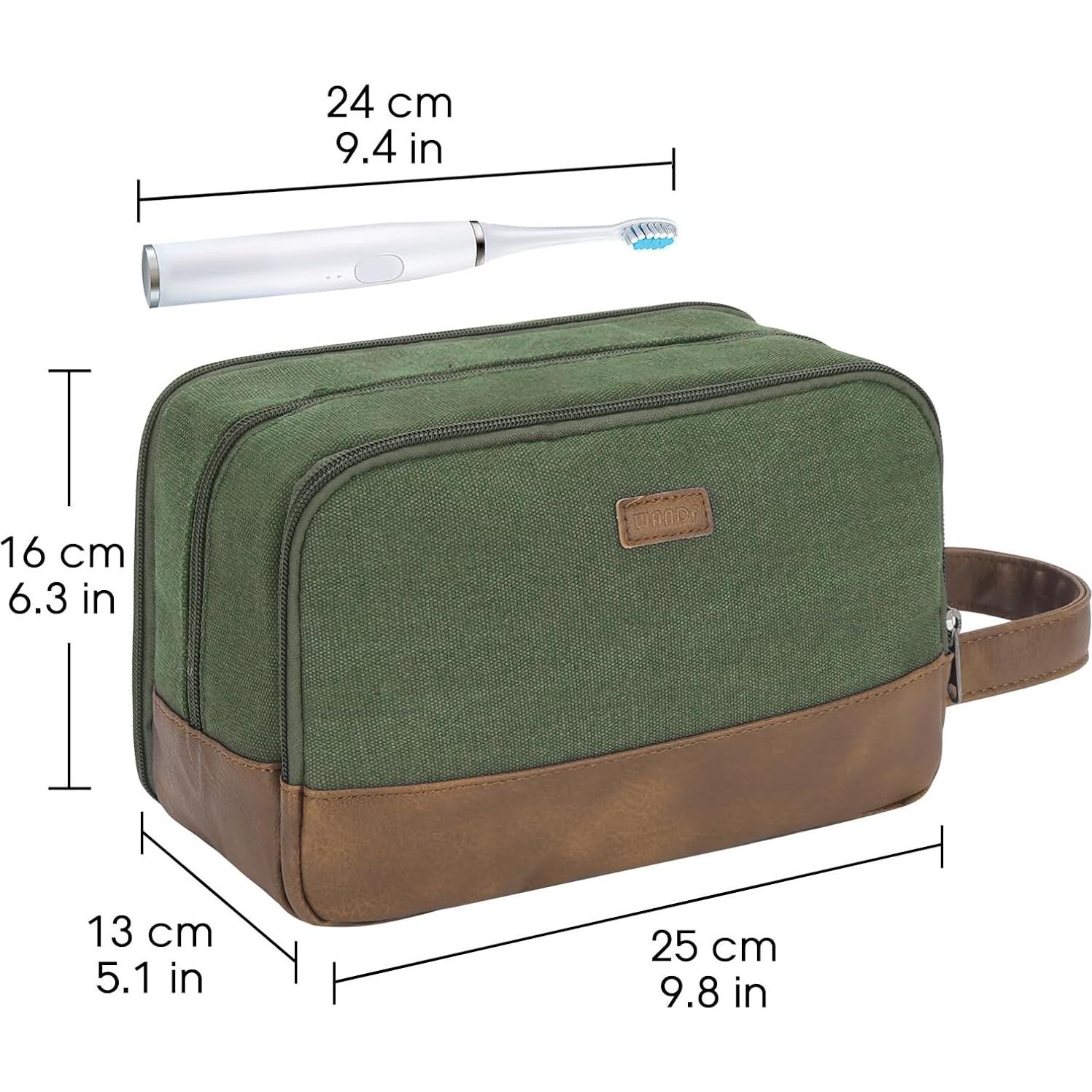Bolsa de Aseo de Viaje WANDF Verde Resistente al Agua 24.9x13x16cm