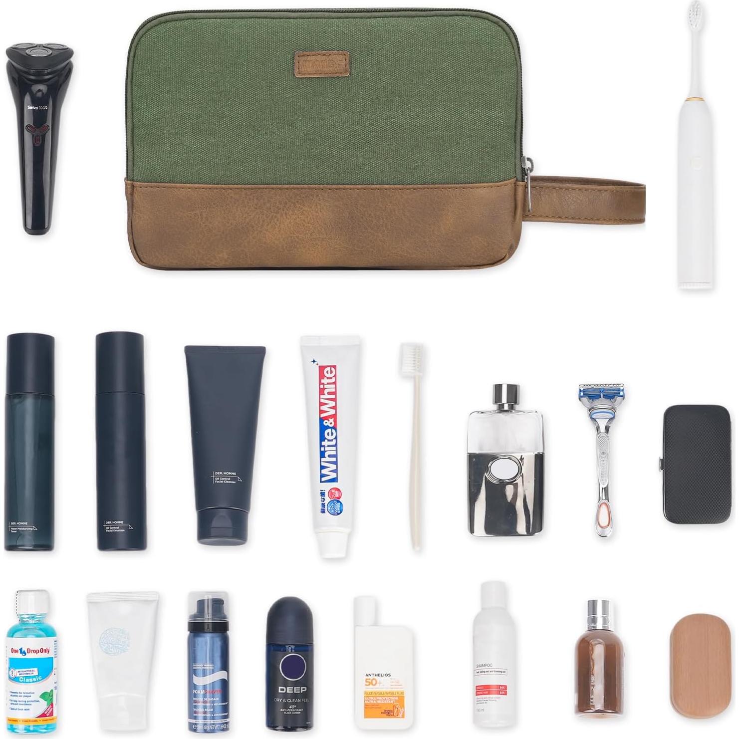 Bolsa de Aseo de Viaje WANDF Verde Resistente al Agua 24.9x13x16cm