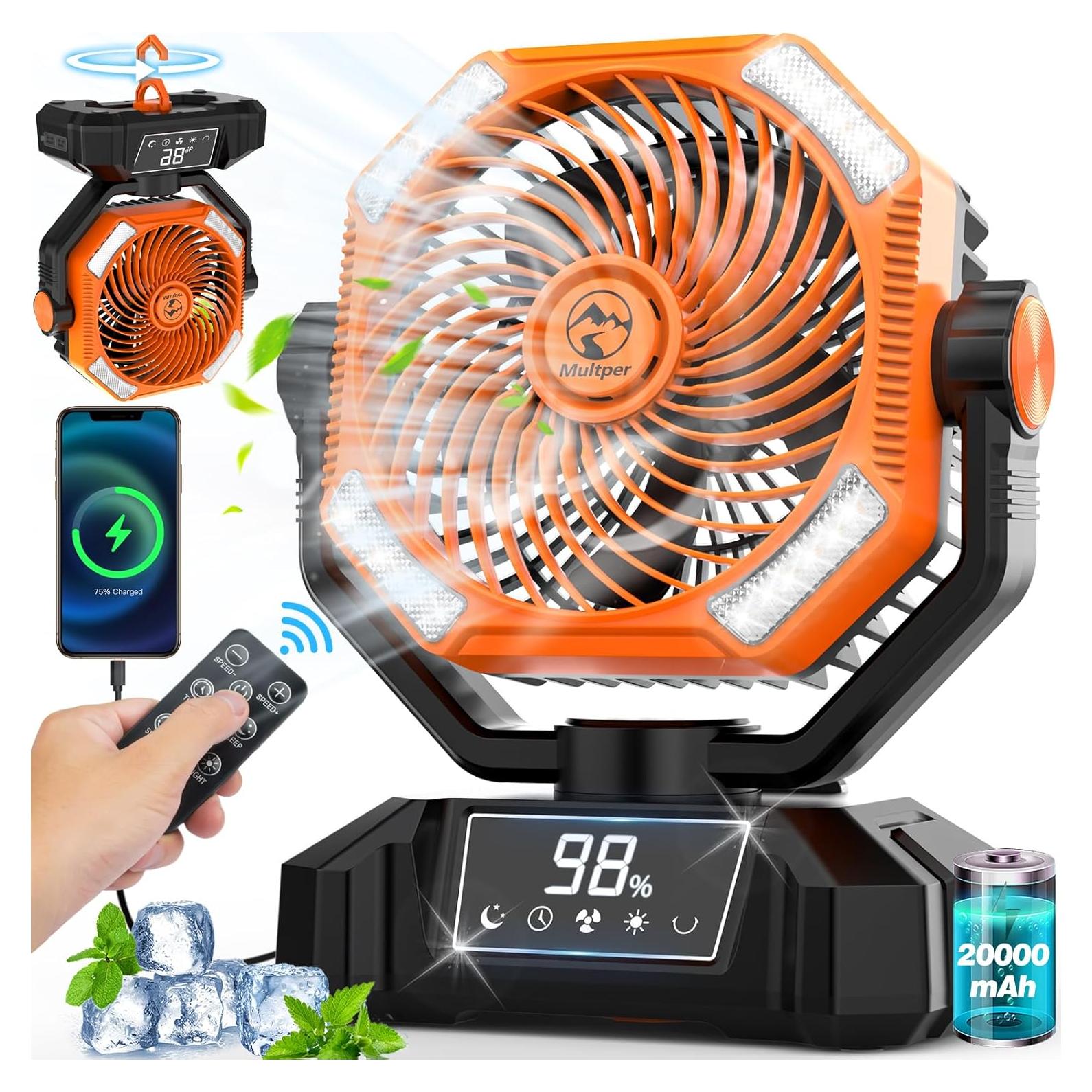 Ventilador de Camping Multper 20000mAh Oscilante con LED