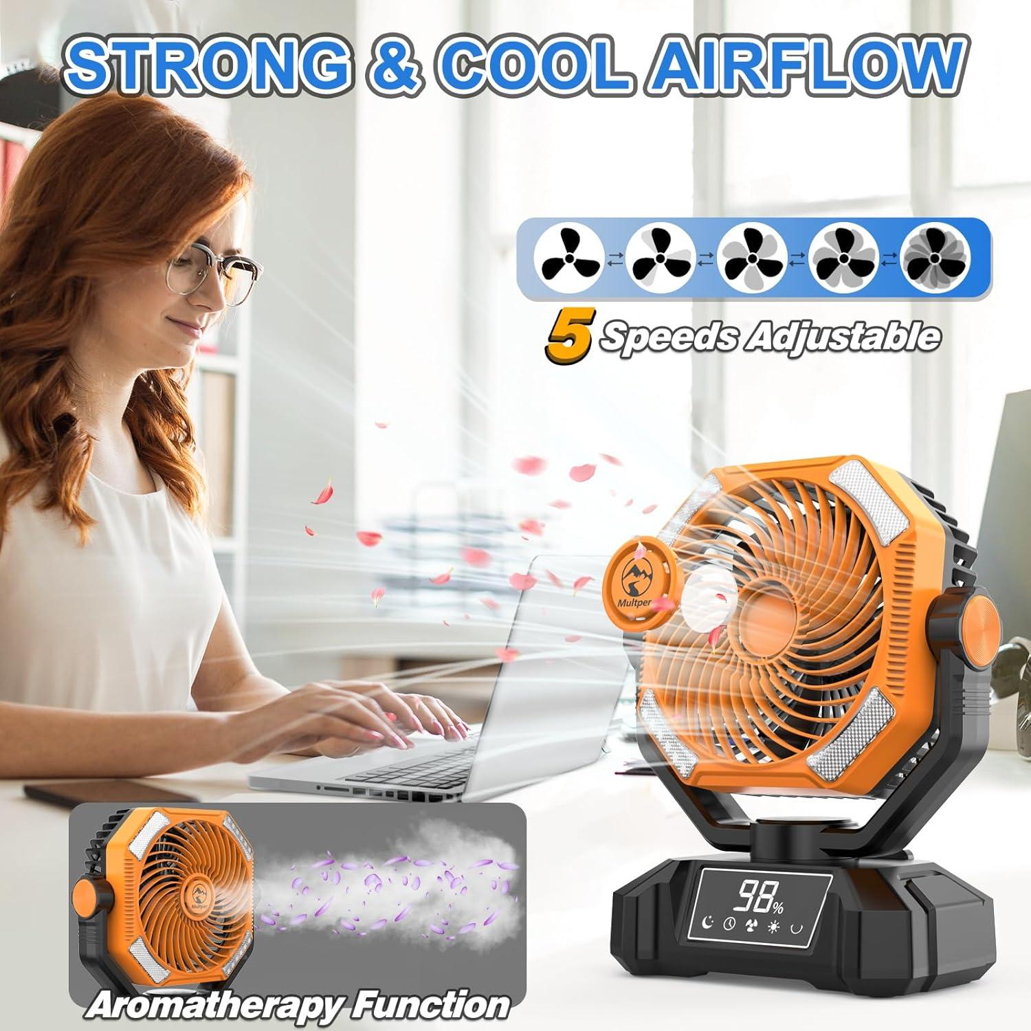 Ventilador de Camping Multper 20000mAh Oscilante con LED