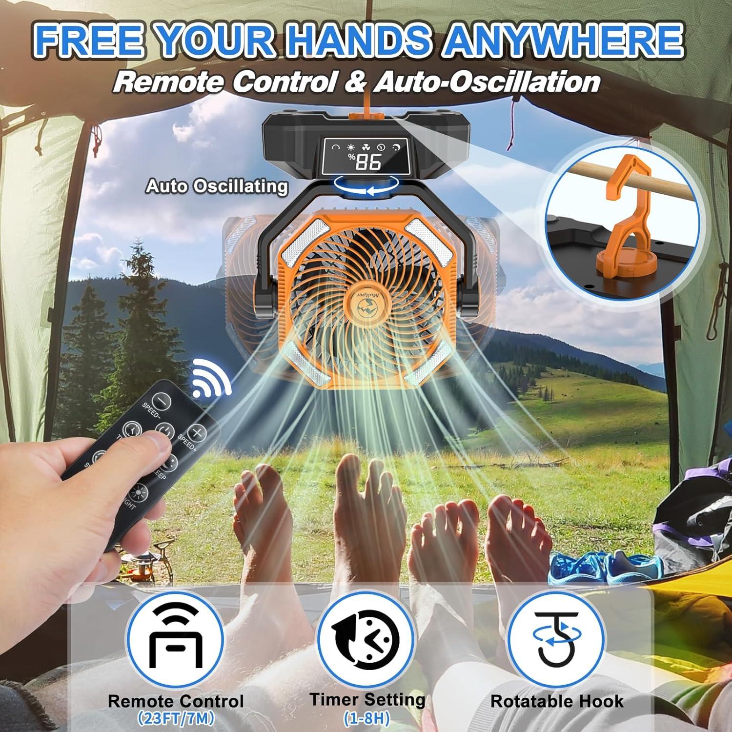 Ventilador de Camping Multper 20000mAh Oscilante con LED